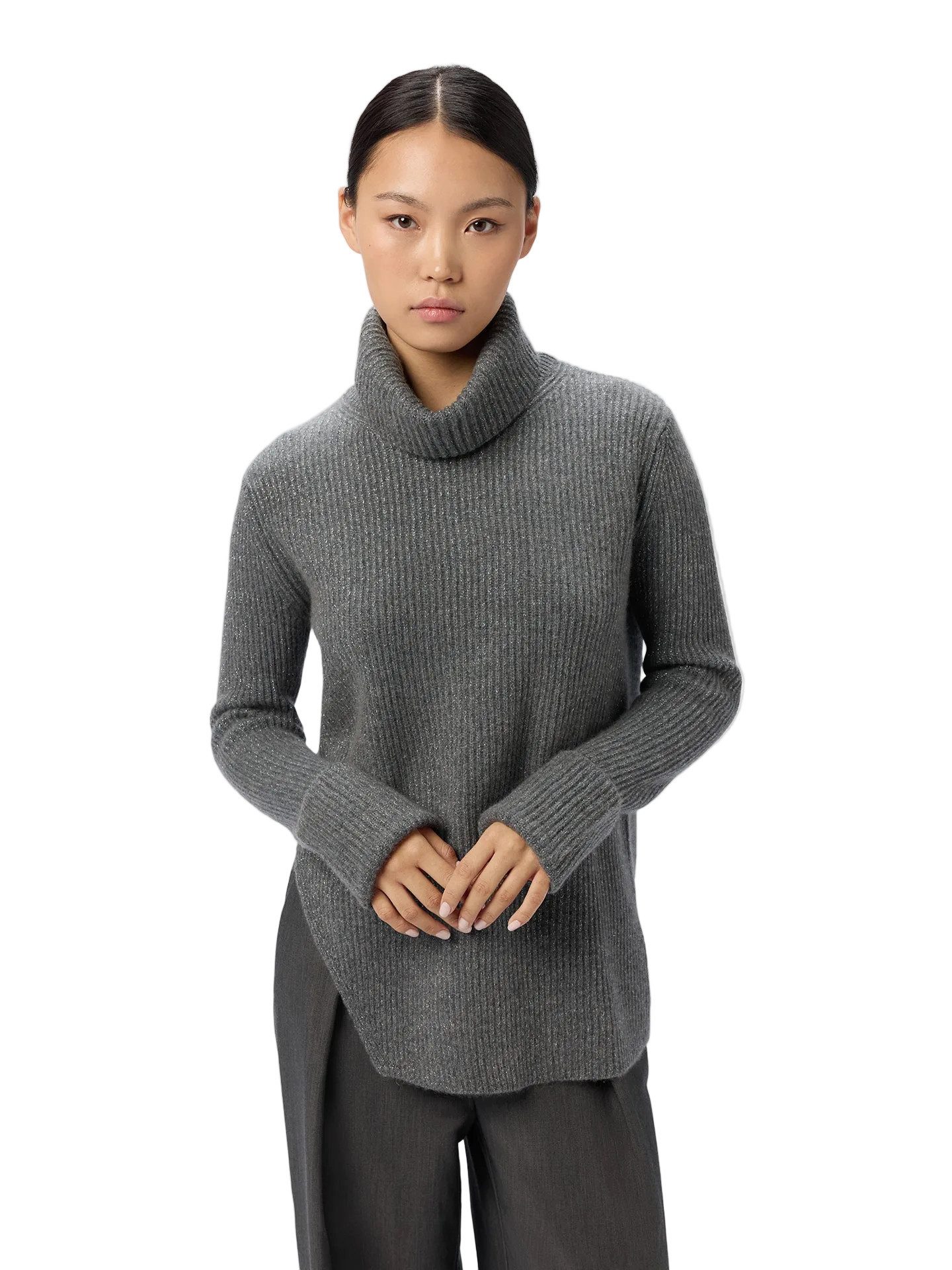 Rundhalspullover Kaschmir-Pullover mit Abnehmbarem Kragen