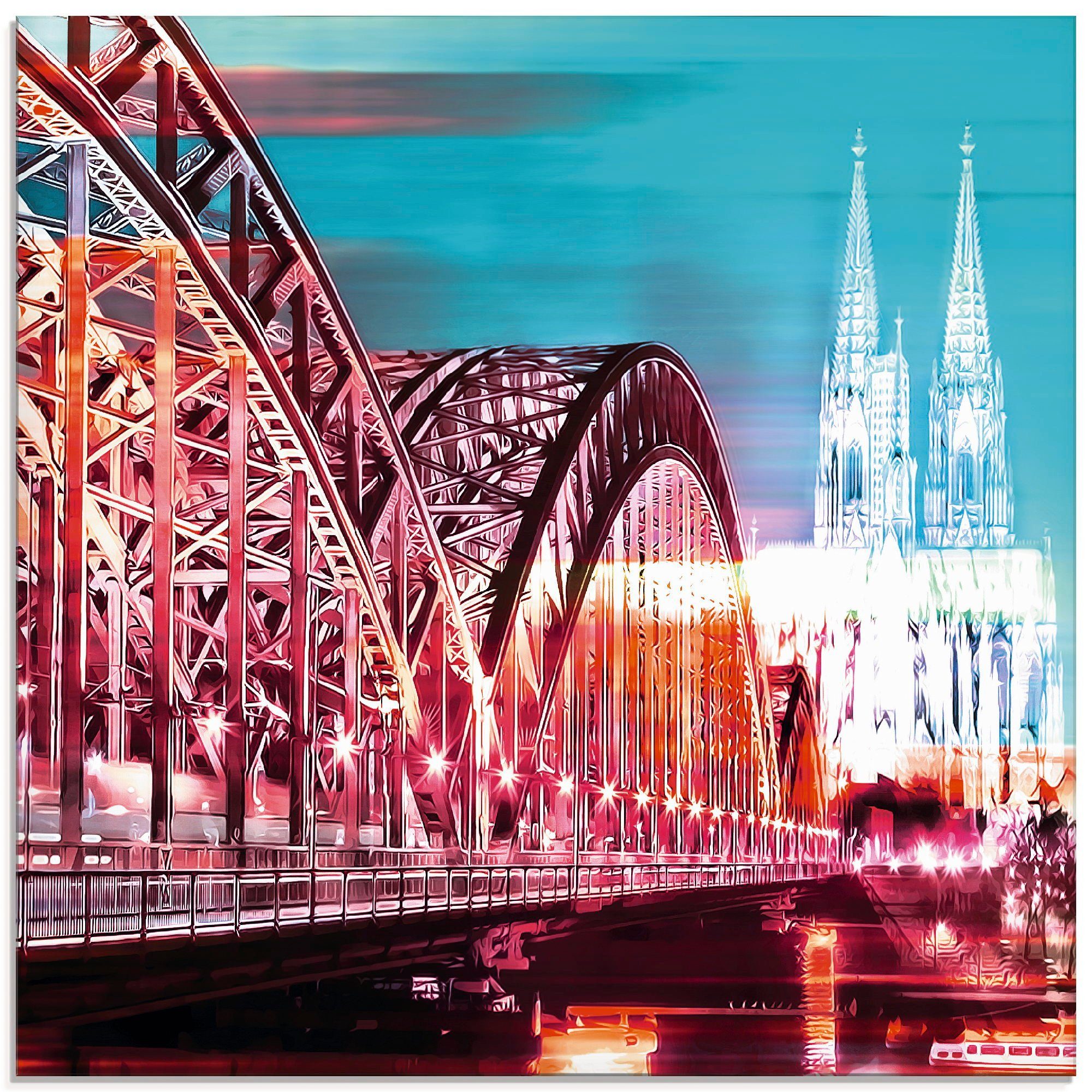 Köln Artland (1 Abstrakte Glasbild 13, in verschiedenen St), Collage Größen Skyline Brücken