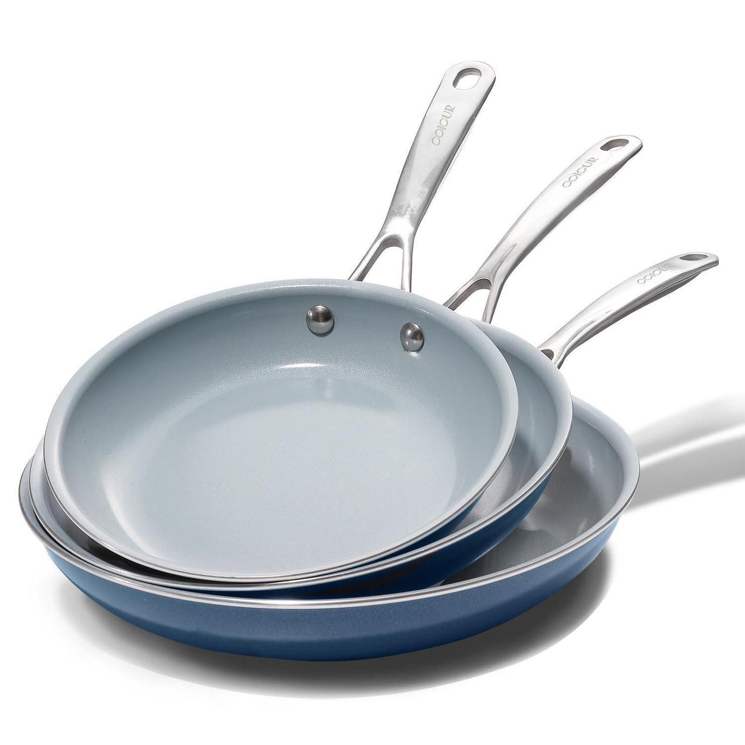 LuxusKollektion Pfannen-Set Pfannenset Keramik Induktion 3-tlg. Blau