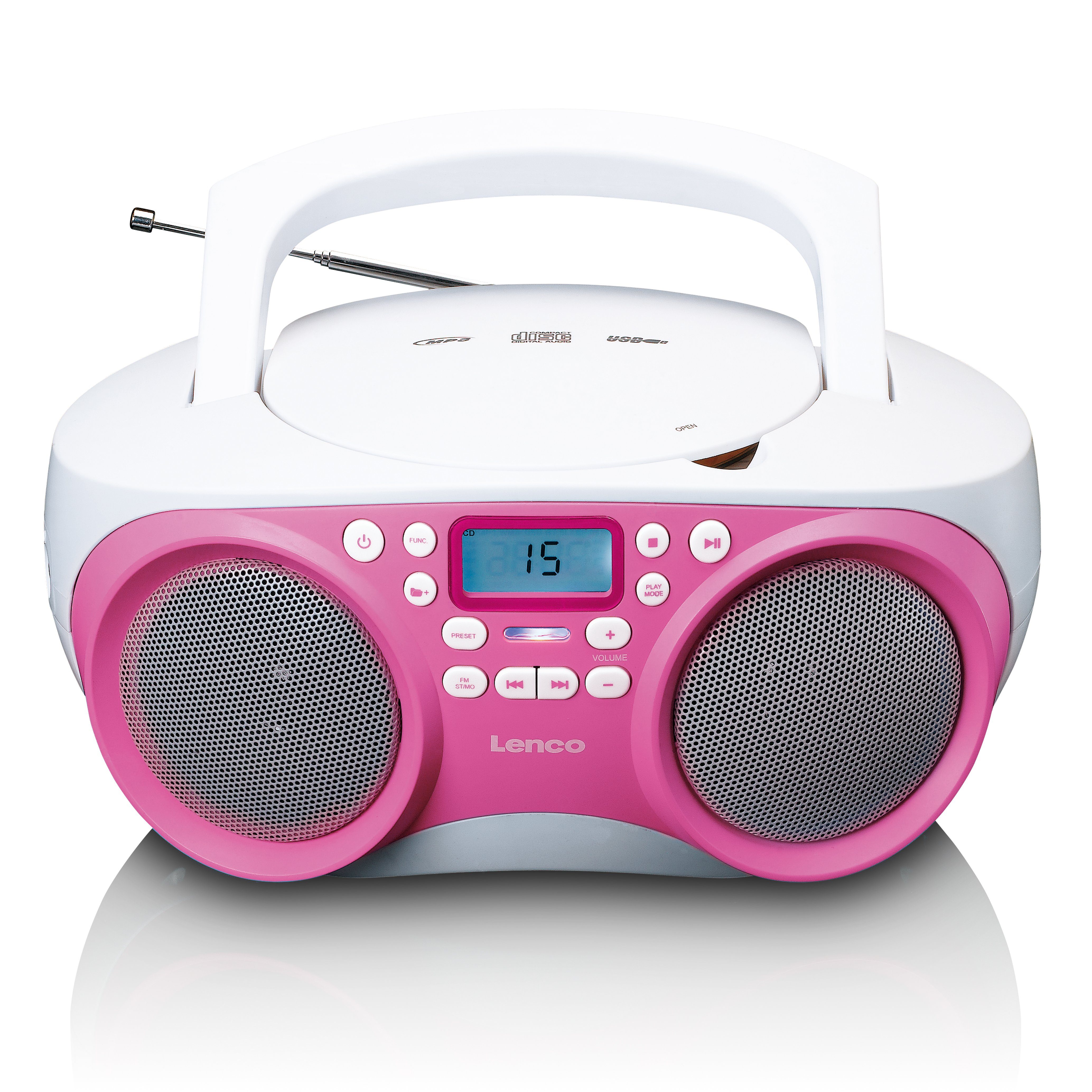 Lenco SCD-301PK UKW-Radio (FM, 3 W, USB- & AUX-Eingang, flexibel mit Strom- oder Batteriebetrieben in Pink)