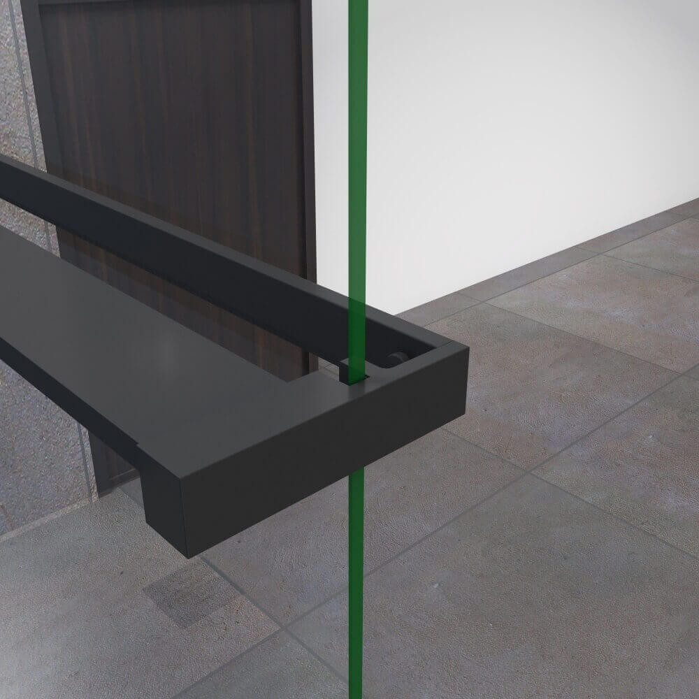 Duschparadies Walk-in-Dusche H:200cm 8mm NANO glas Schwarz Handtuchhalter Stützstange, Einscheibensicherheitsglas