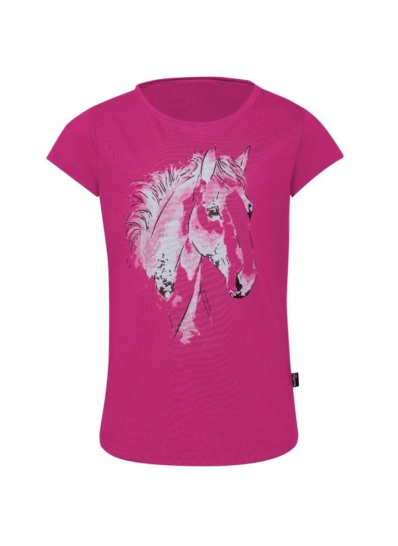 T-Shirt mit TRIGEMA T-Shirt niedlichem hibiskus Pferdemotiv Trigema