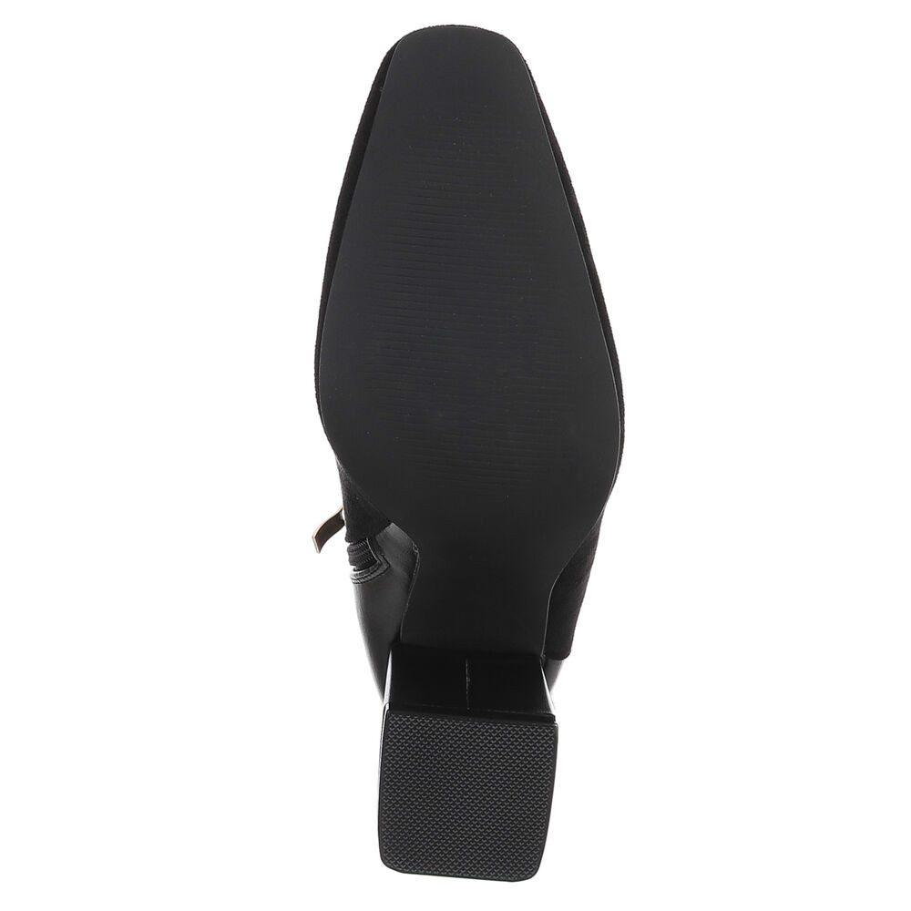 Ital-Design Elegante Ankle Boots mit Blockabsatz für Damen High-Heel-Stiefelette (90542787) Blockabsatz Stiefeletten in Schwarz