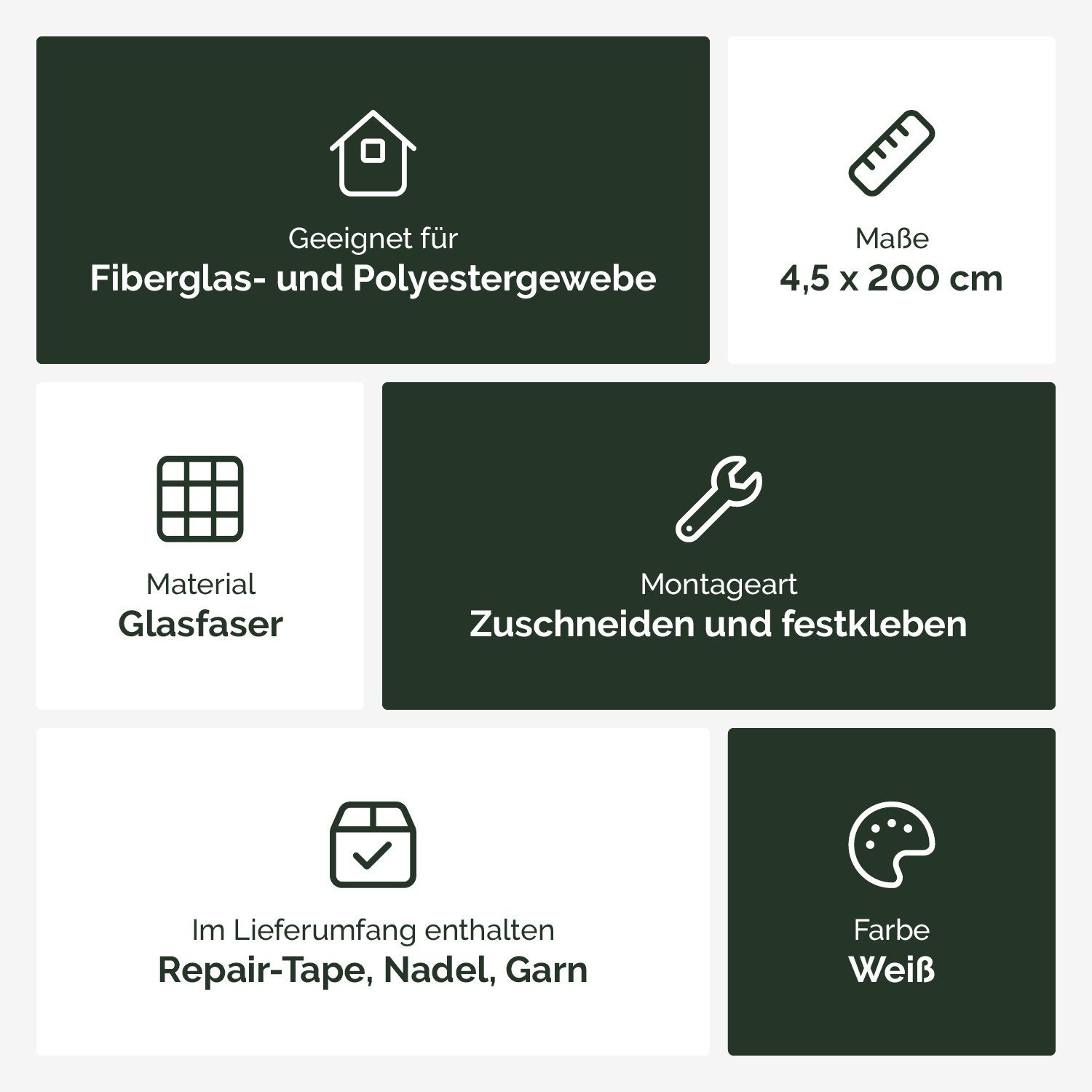 Nematek Insektenschutz-Fensterrahmen cm 200 aus Insektenschutzgewebe x Reparatur-Set Klebeband 4,5 für Weiß Glasfaser