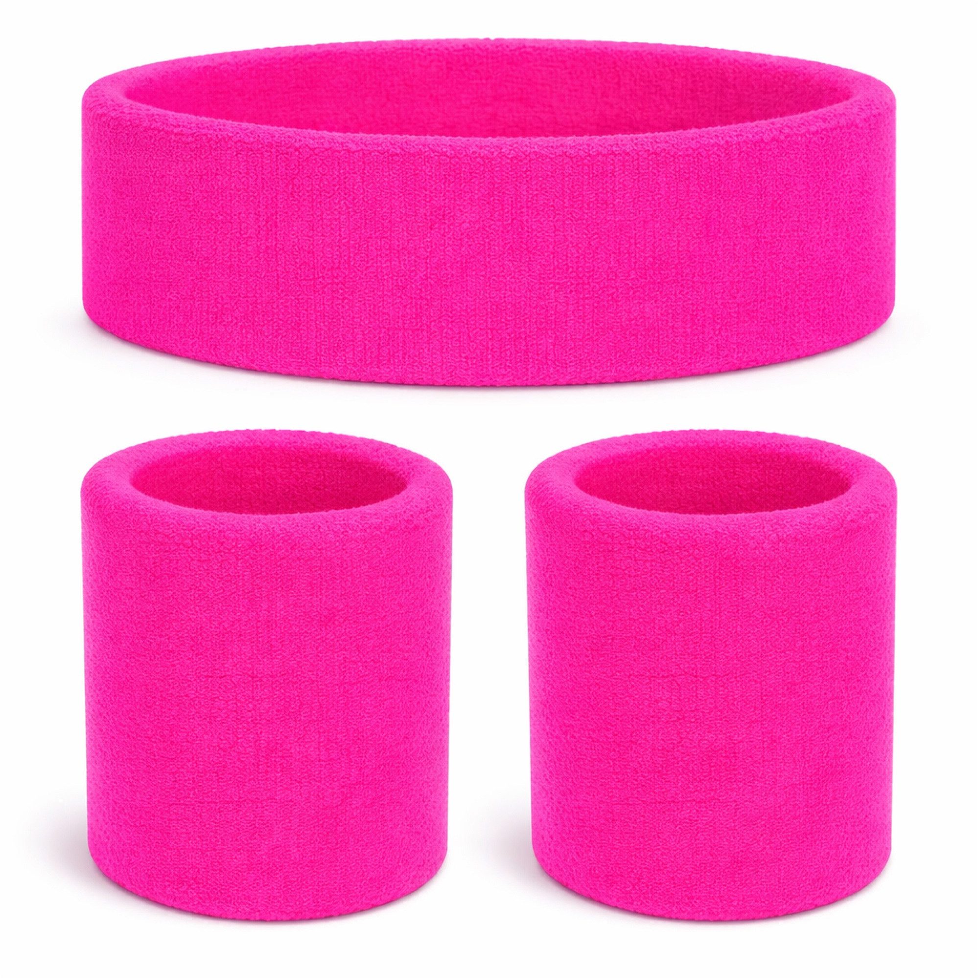 Costumed Kostüm Retro-Neon-Sti3er Set Schweißband Set pink – Fasching und Karneval