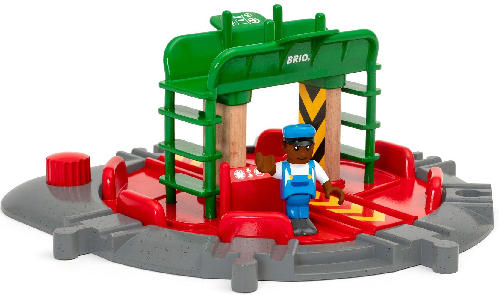 BRIO® Spielzeugeisenbahn-Brücke BRIO® WORLD, Lok-Drehscheibe mit Kontrollbrücke