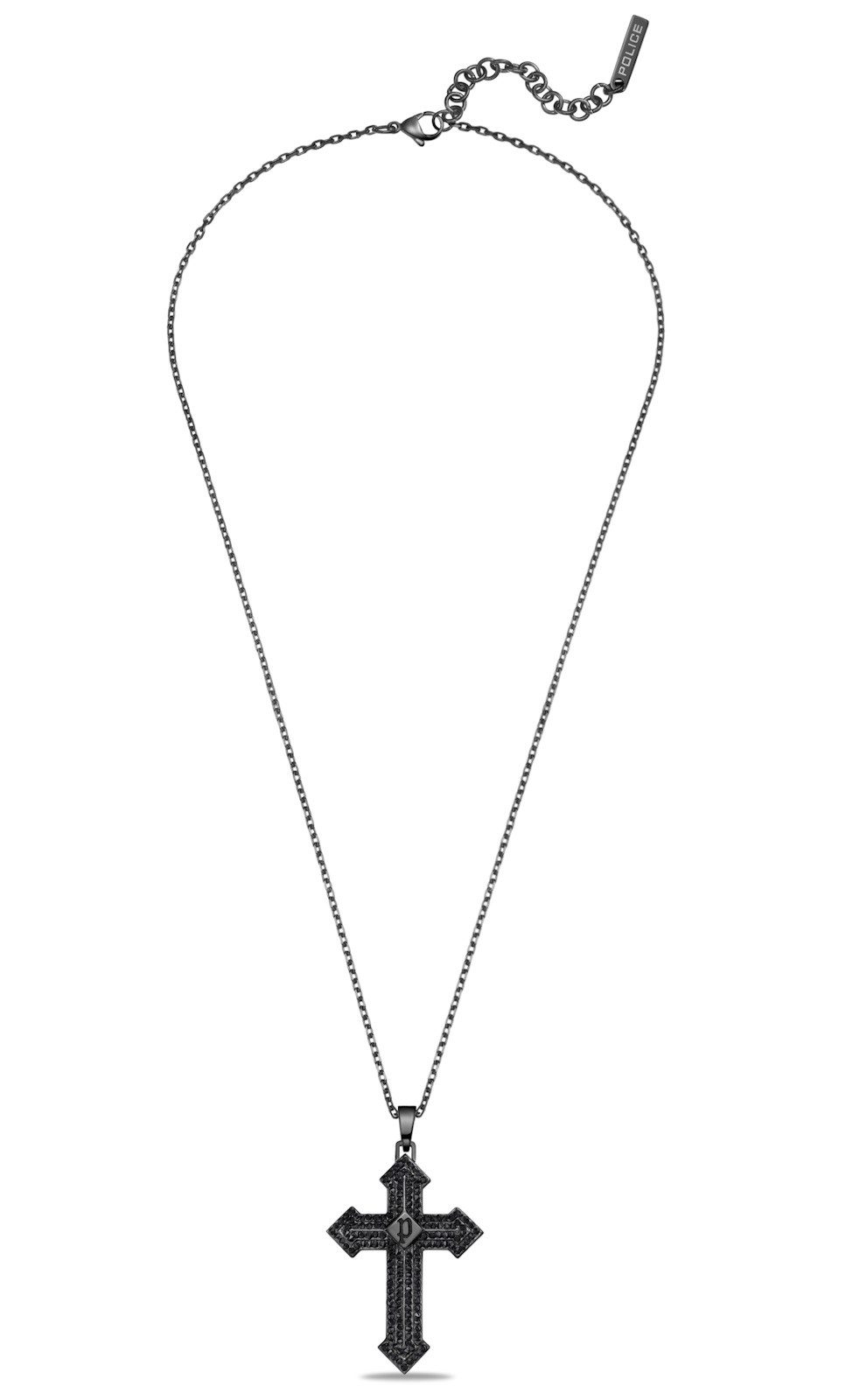 Police Kette mit Anhänger Stoneset schw...