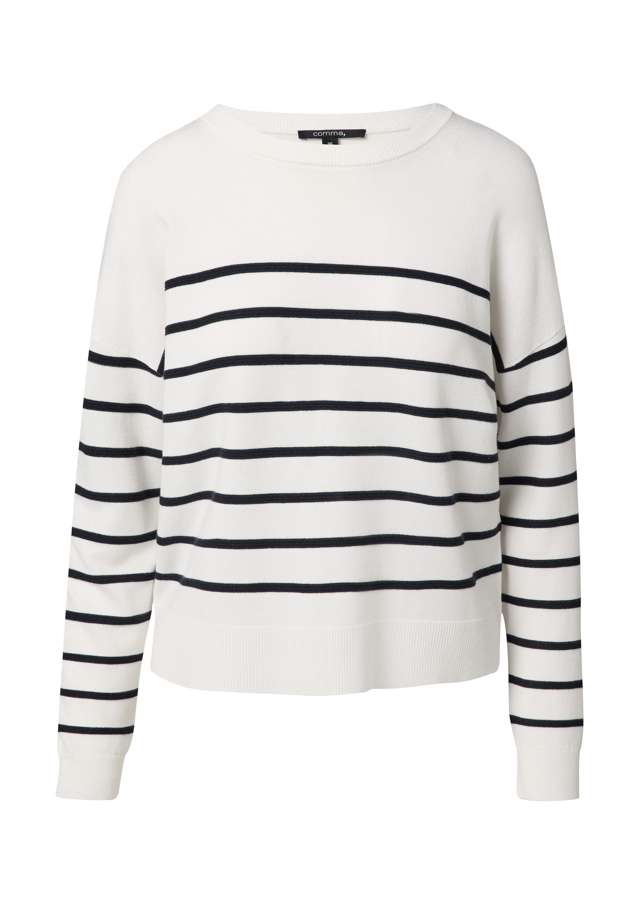 comma Longpullover Strickpullover Strickpullover mit Strukturstreifen günstig online kaufen