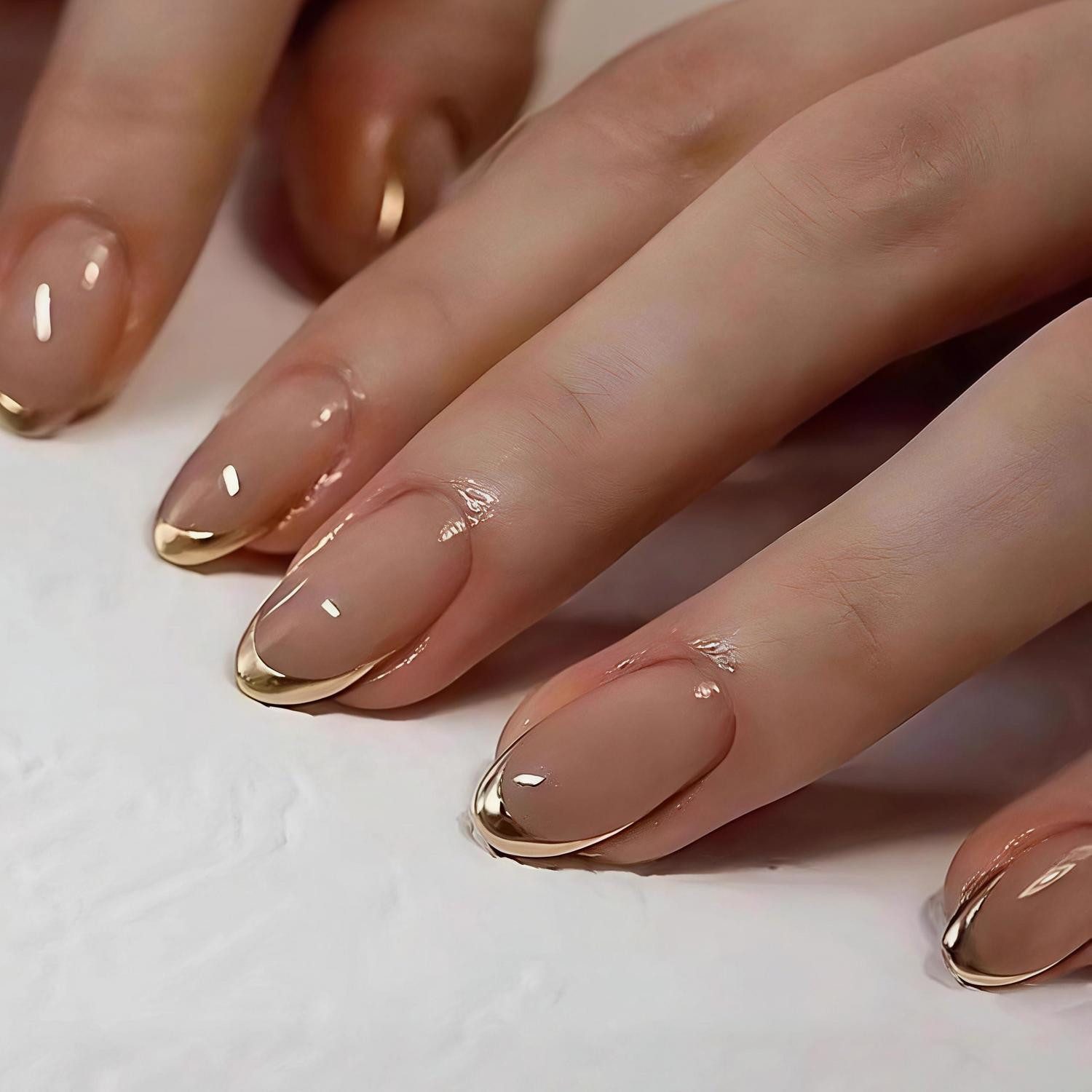 LuxusKollektion Kunstfingernägel Künstliche Fingernägel Goldglitzer Mandel 24St.