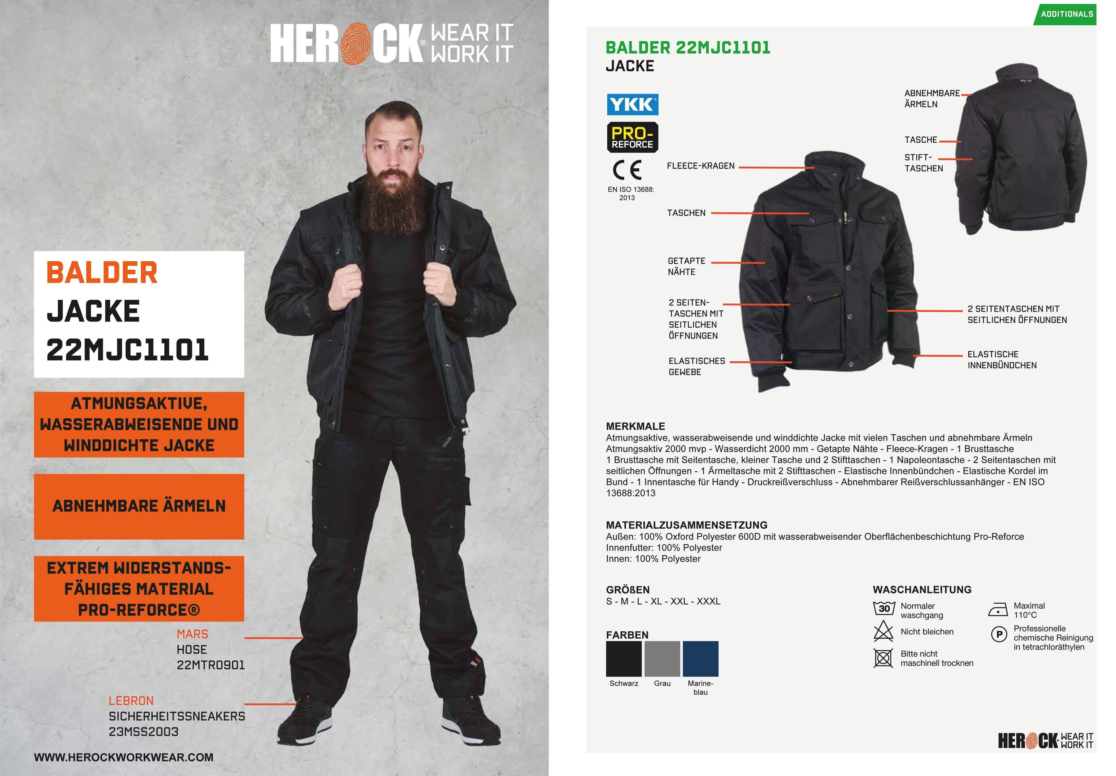 Balder Arbeitsjacke & wasserabweisende Jacke winddichte vielen Atmungsaktive, Taschen Herock mit Jacke