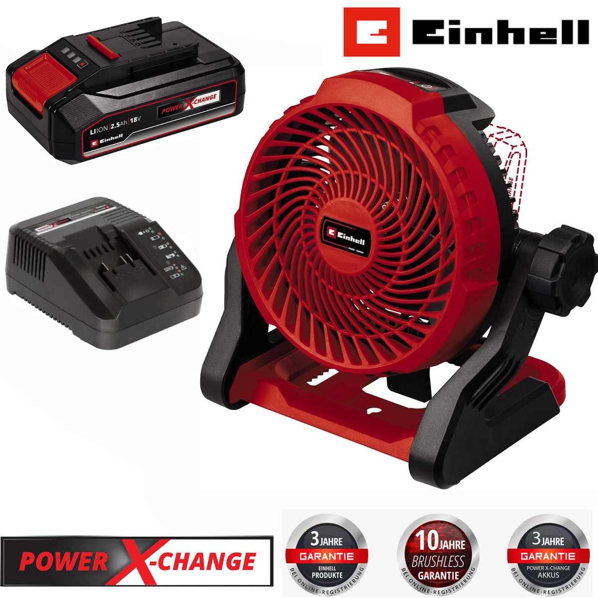 Einhell Akku-Standventilator Akku-Ventilator GE-CF 18/2200 Li- 18V Akku 2.5 Ah,3 Geschwindigkeien