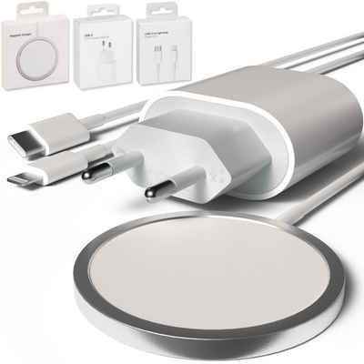 GreenHec MagSafe Ladegerät für Apple iPhone Power Adapter Wireless Charger (20W 1m USB C Datenkabel 15W Lightning)