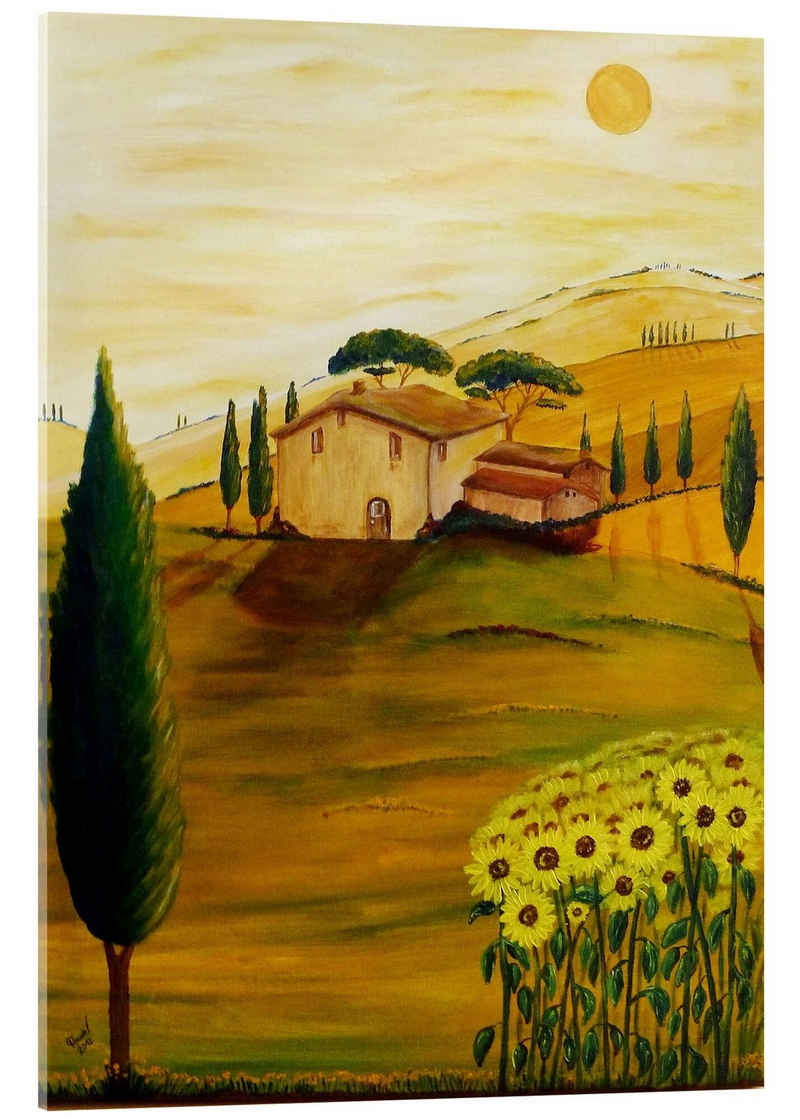 Posterlounge Acrylglasbild Christine Huwer, Sonnenblumen in der Toskana, Mediterran Malerei