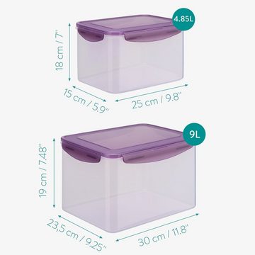 Navaris Lunchbox Set: 9l & 4,8l Vorratsdose mit Deckel - Frischhaltebox aus Kunststoff, Polypropylen, (2-tlg)