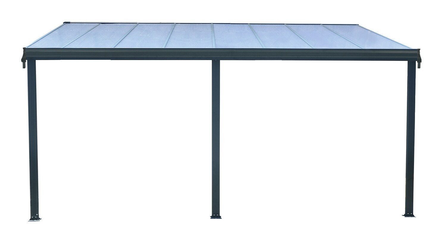 Floraworld Terrassendach, Terrassenüberdachung II m. 3 Standfuß 496 x 303 x 206/258 cm anthrazit