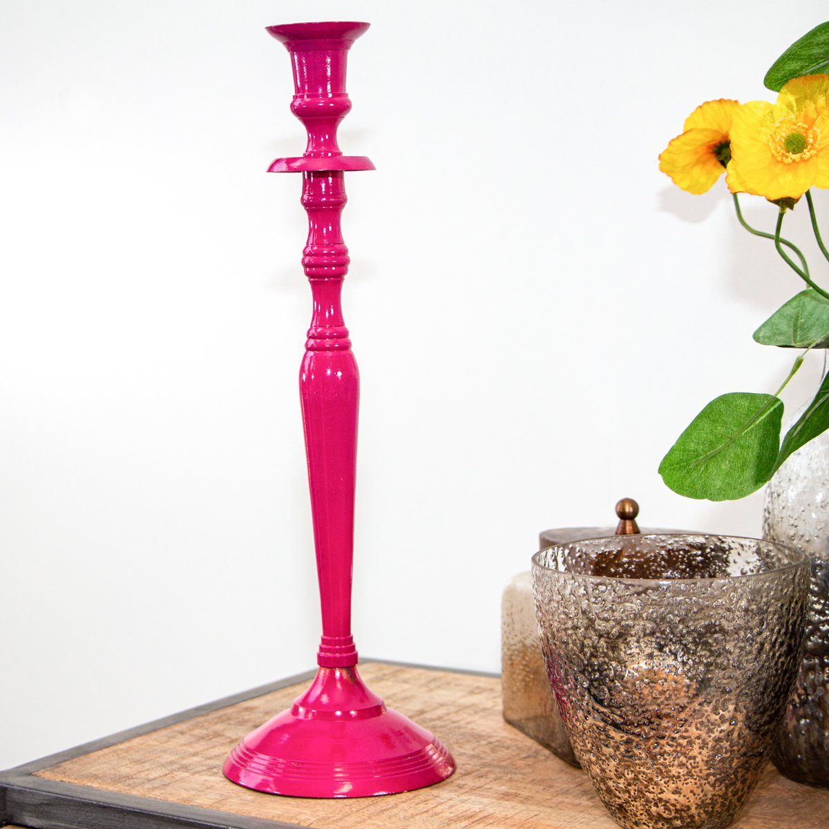 Antikas Wanddekoobjekt Торшеры, 1 Kerze, Chabby Chic, lackiert, Eisen, Rot