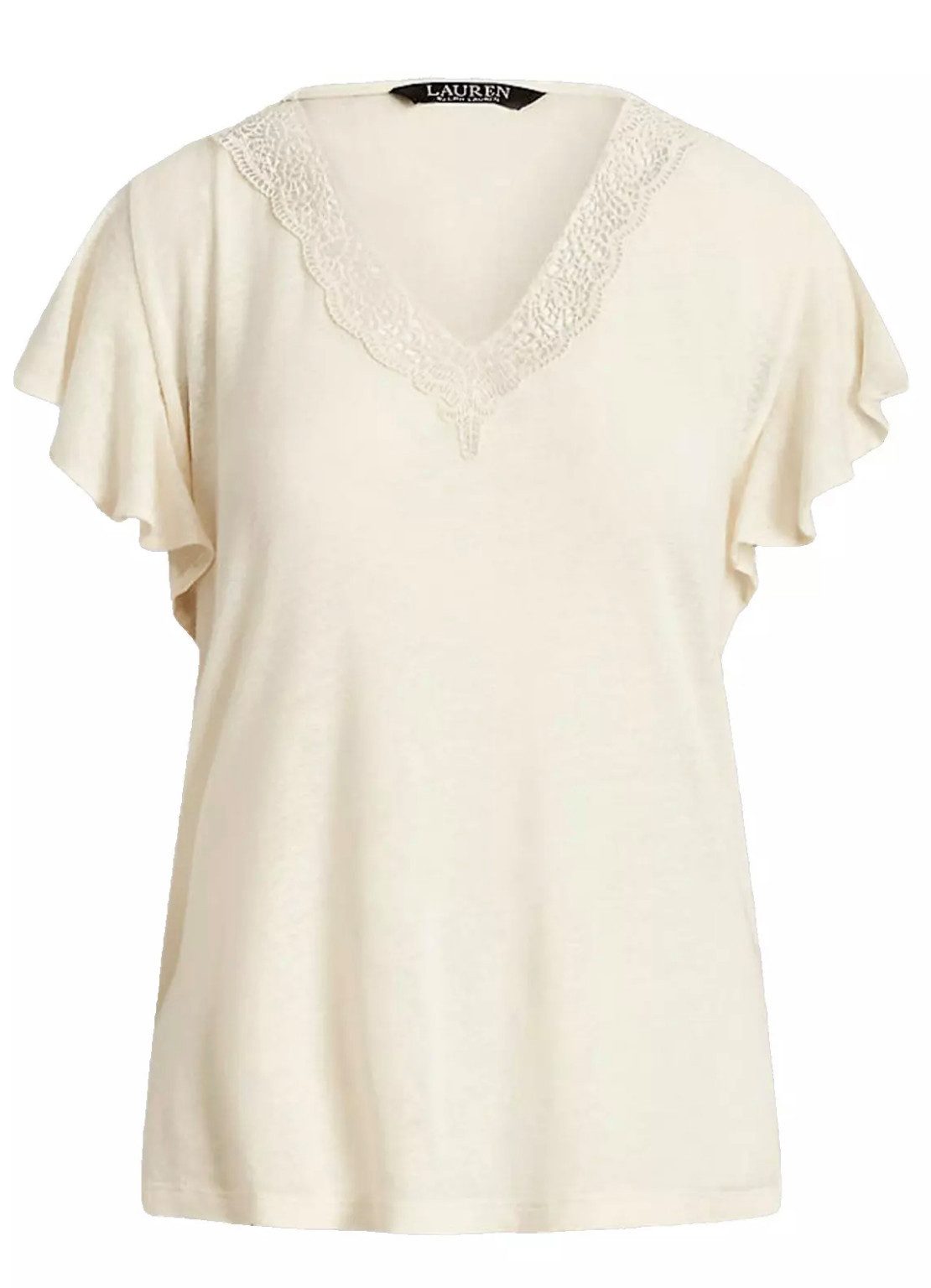 Lauren Ralph Lauren Blusentop SIGLAY LINEN V-Neck Ruffle