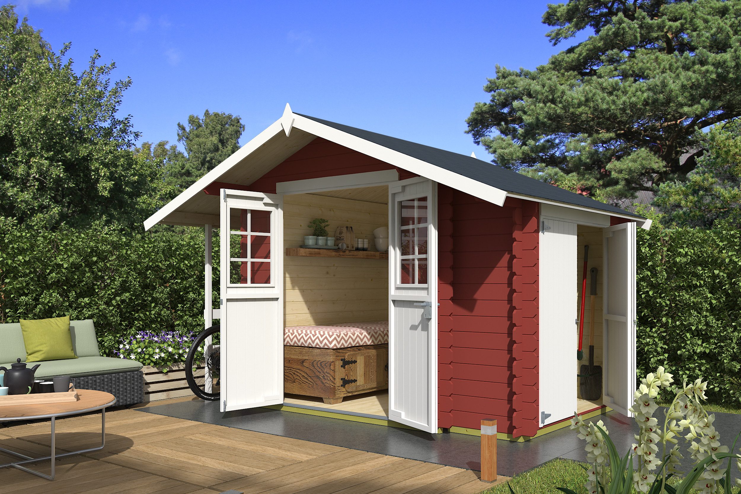 Nordic Holz Gartenhaus Vilano 1, BxT: 352,5x240 cm, mit 3 getrennten Bereiche