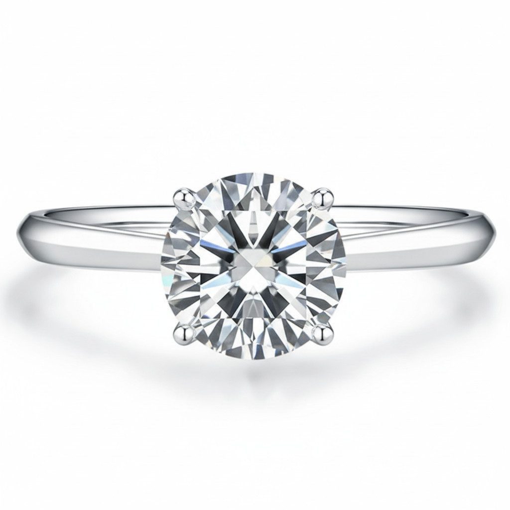 Sternvoll Diamantring Verlobungsring Diamantring Goldring, Klassisches Design, 4er-Krappenfassung, Zeitlos, Brillantschliff