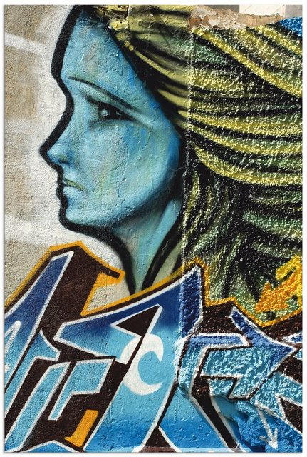 Artland Wandbild »Graffiti - Frau in Blau«, klassische Fantasie (1 Stück), in vielen Größen & Produktarten - Alubild / Outdoorbild für den Außenbereich, Leinwandbild, Poster, Wandaufkleber / Wandtattoo auch für Badezimmer geeignet-Otto