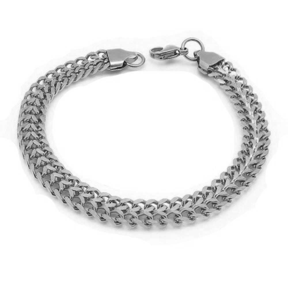 Edelstahlarmband Armband Panzerkette flach gewebt silber aus Edelstahl Unisex