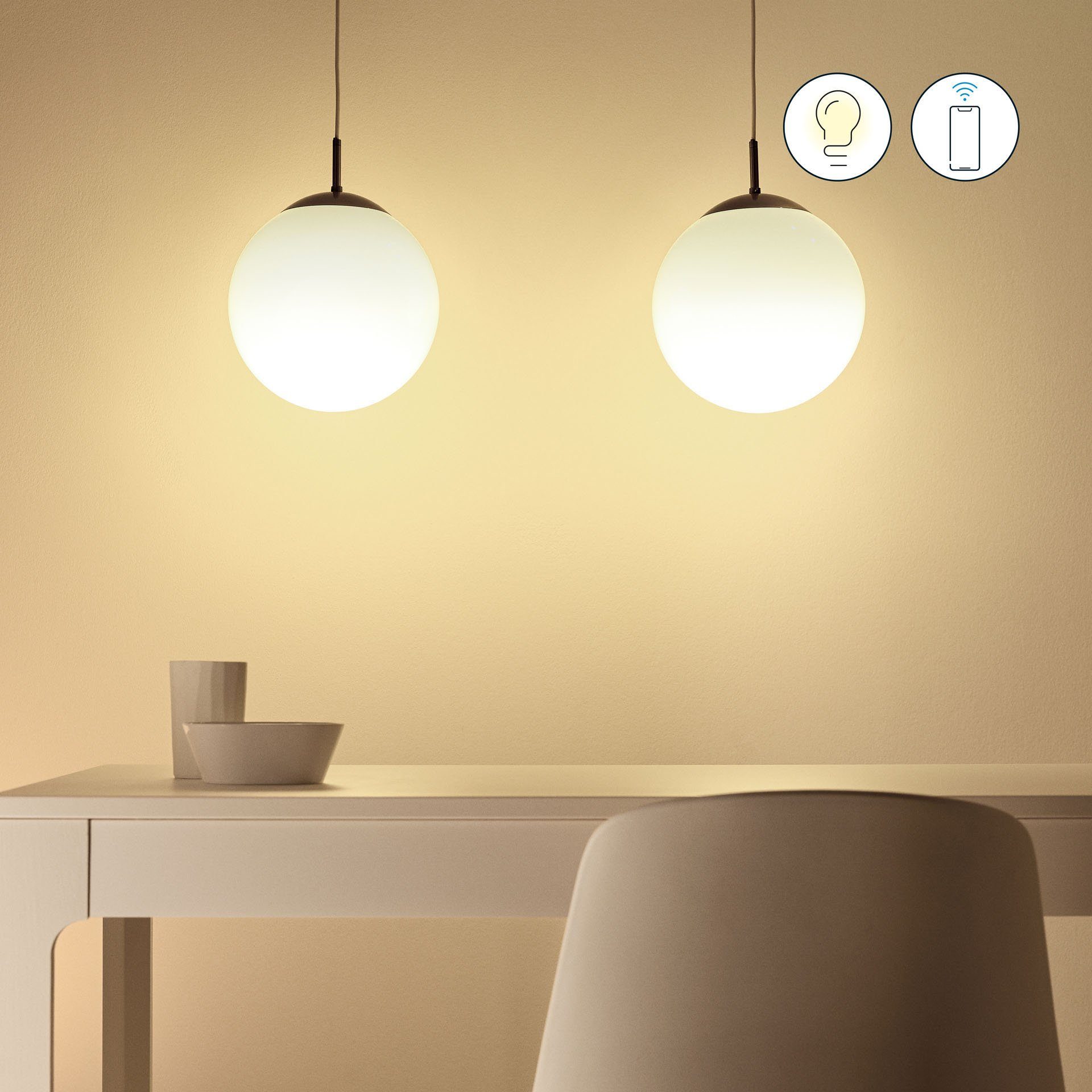 WiZ LED-Leuchtmittel White 40W E14 Kerzenform Tunable matt Doppelpack, E14, Neutralweiß