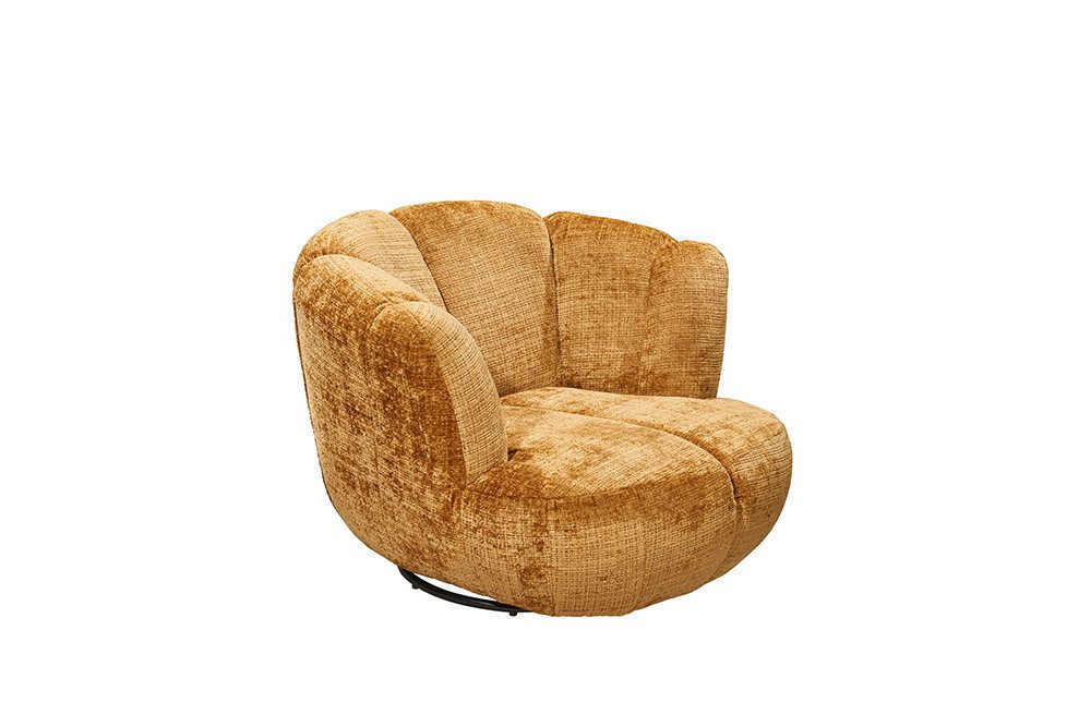 riess-ambiente Drehsessel DIAMOND 110cm senfgelb - Chenillestoff, 360° Drehung, Nosagfederung (Einzelartikel, 1-St), Gepolsteter Loungesessel - ideal f. Wohnzimmer od. Lese- & Fernsehecke