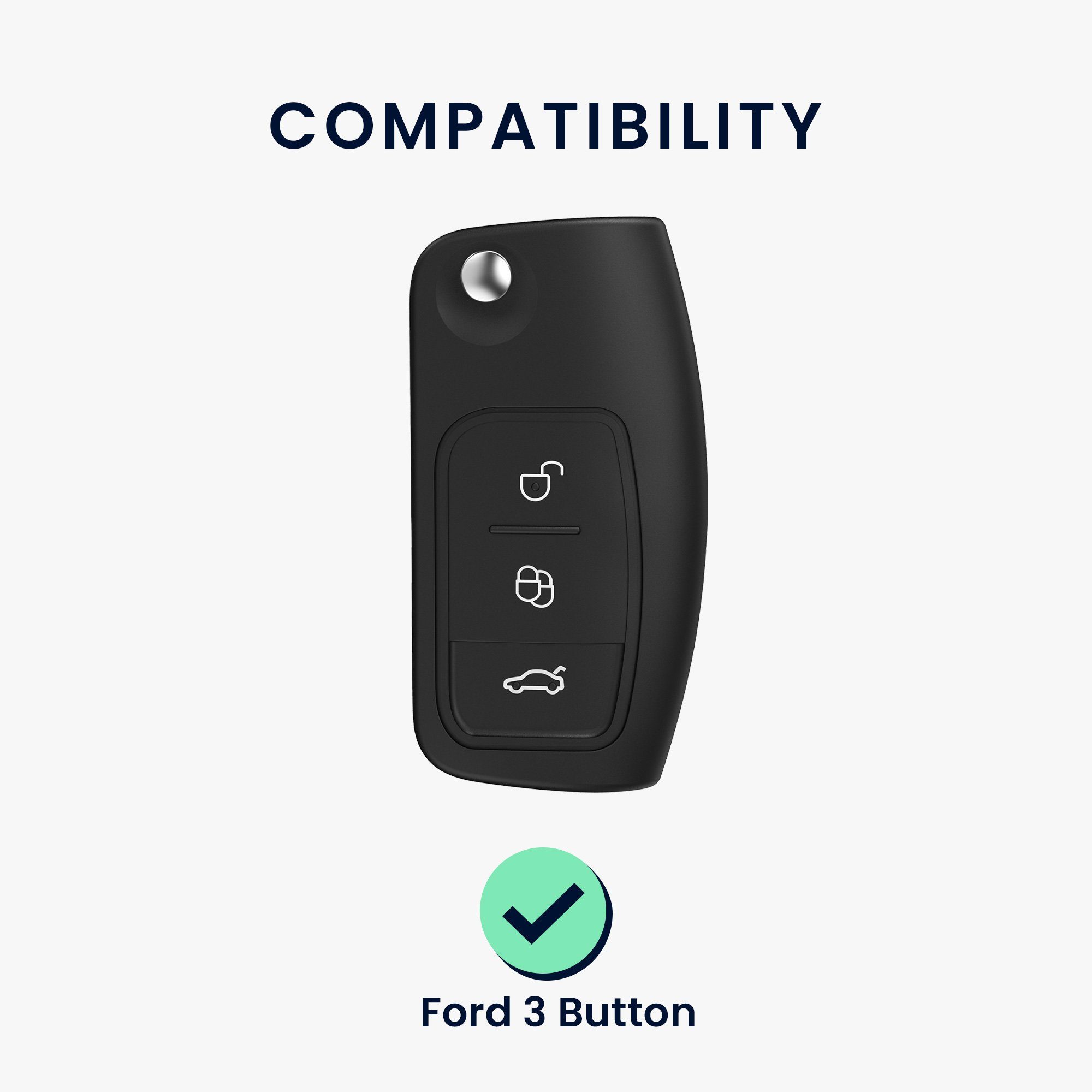 Hülle kwmobile Cover für Schlüsselhülle Silikon Autoschlüssel Schlüsseltasche Schwarz Ford,
