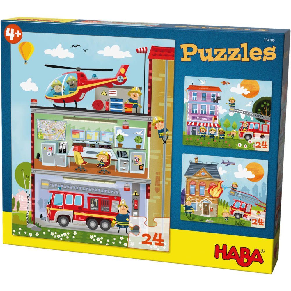 3x24 Kleine Puzzle Puzzleteile Teile, 24 Haba Feuerwehr