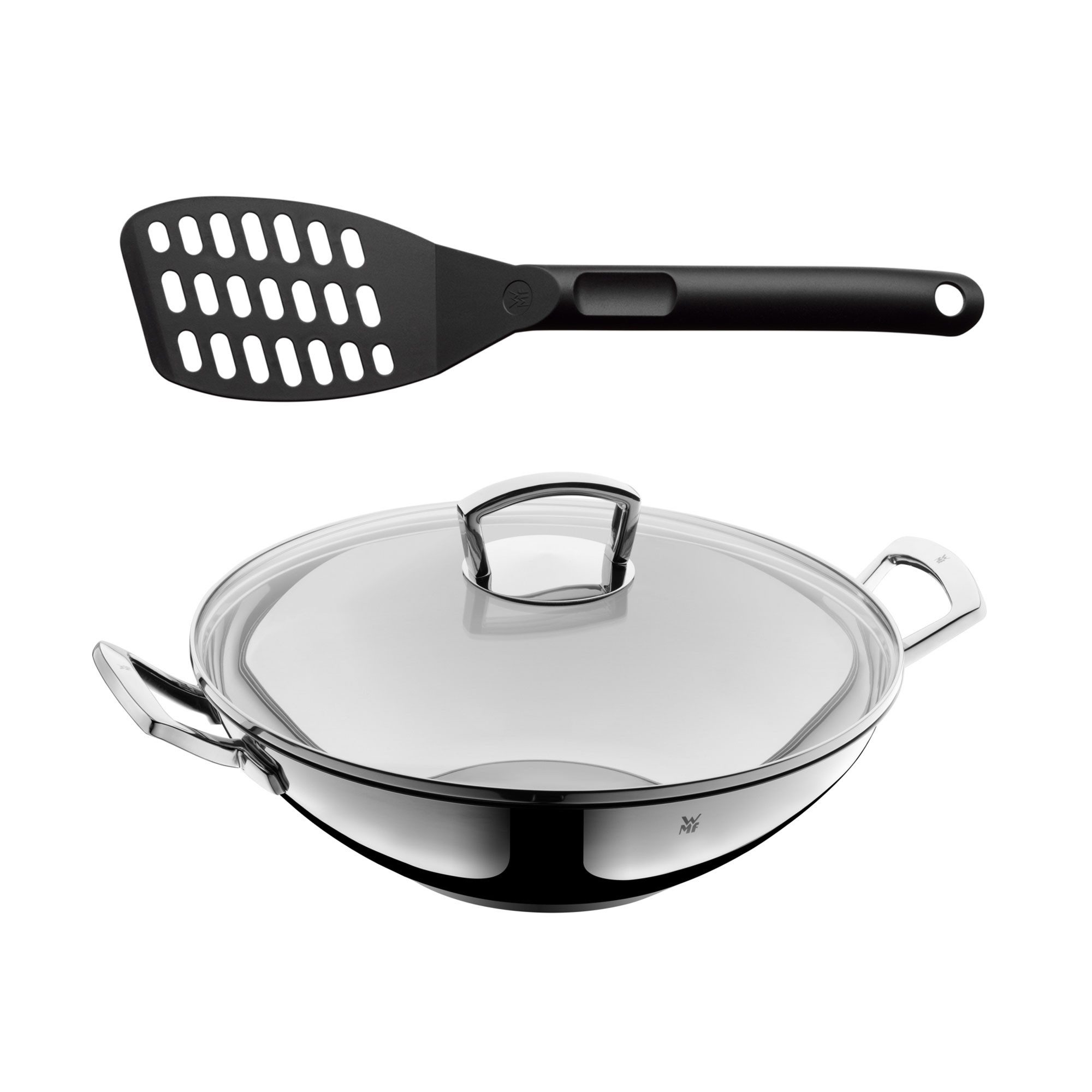 WMF Wok mit Glasdeckel 36 cm und Pfannenwender 31 cm, Set