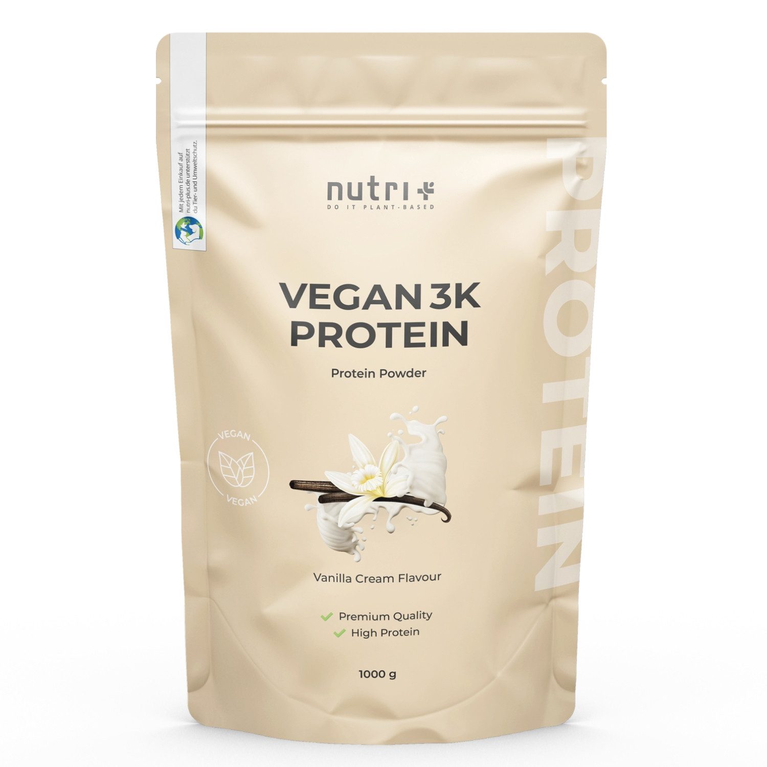 nutri+ Protein Pulver Vegan 3K Pulver, 1 er 1000 g