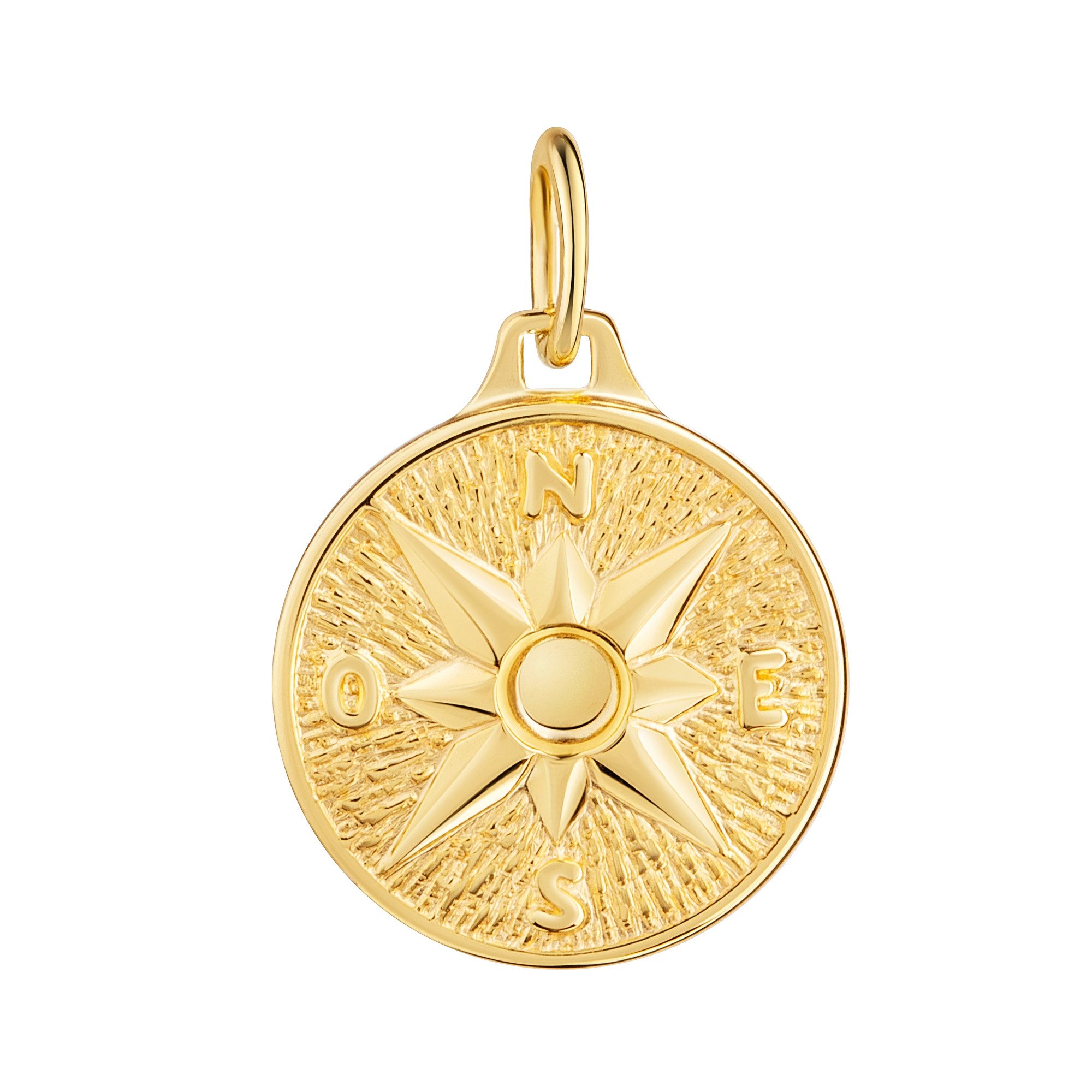 JEVELION Kette mit Anhänger 585 Gold Kompass Wegweiser Glücksbringer - Made in Germany (Goldanhänger, für Damen und Mädchen), Mit Kette vergoldet- Länge wählbar – Bild 2 von 5