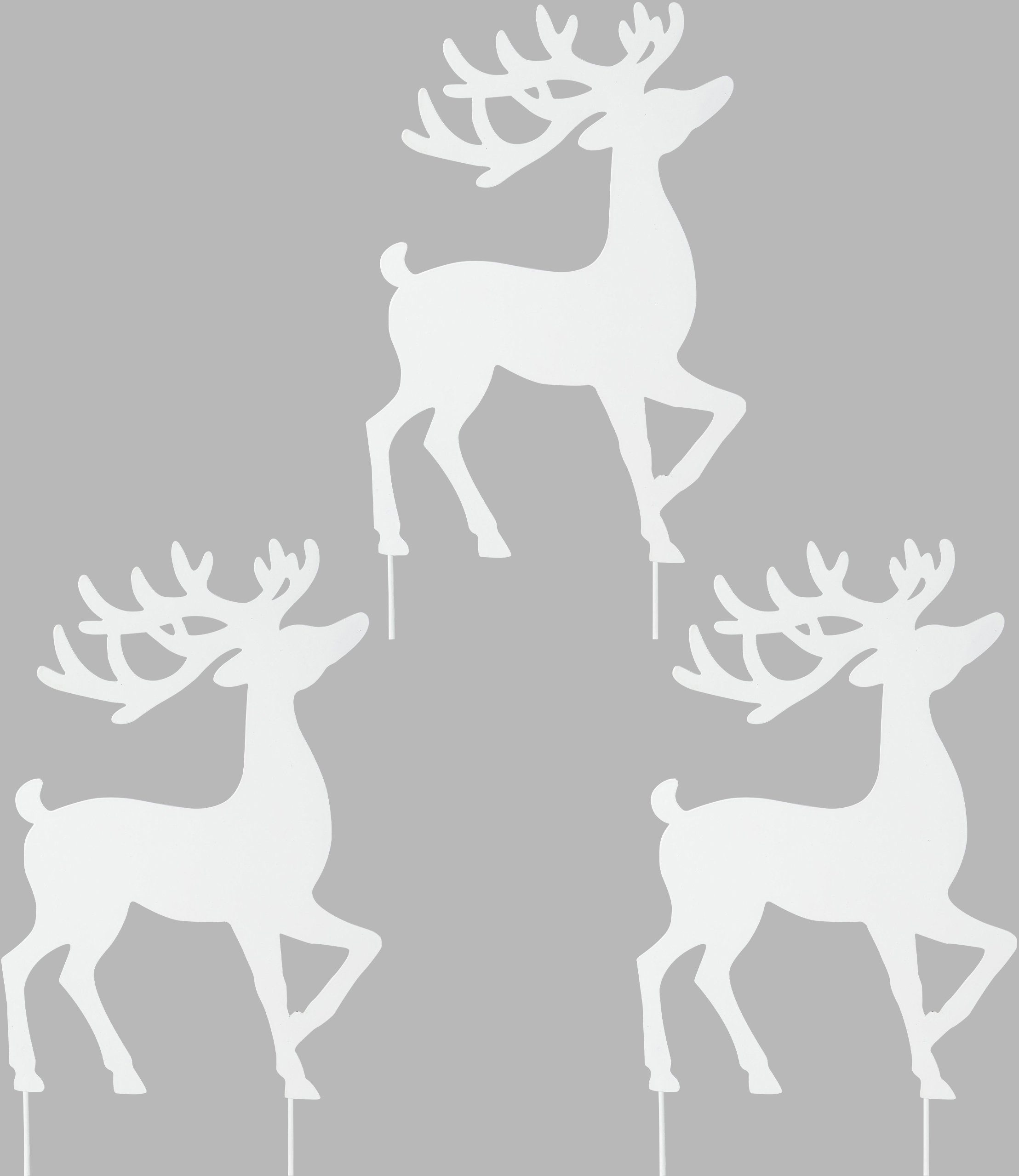 Creativ deco Weihnachtsfigur Weihnachtsdeko (3 St), Hirsch zum Stecken