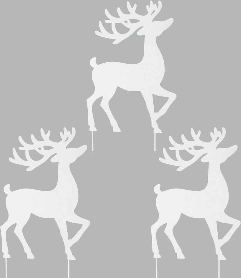 Creativ deco Weihnachtsfigur Weihnachtsdeko (3 St), Hirsch zum Stecken,  Perfekt für deine Weihnachts-Deko | Dekofiguren