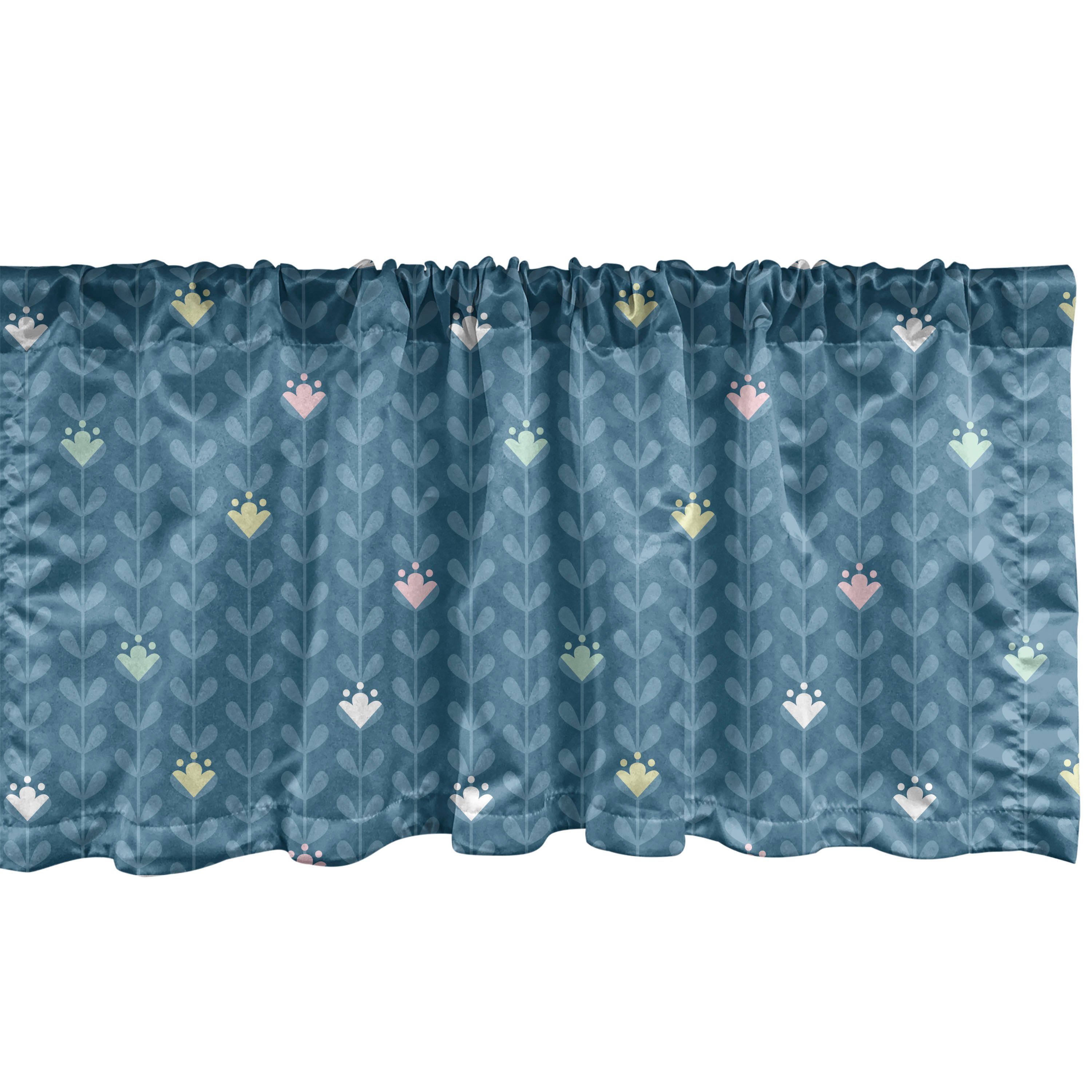 Scheibengardine Vorhang Volant für Küche Schlafzimmer Dekor mit Stangentasche, Abakuhaus, Microfaser, Frühling Symmetrische Kunst Rural Blumen
