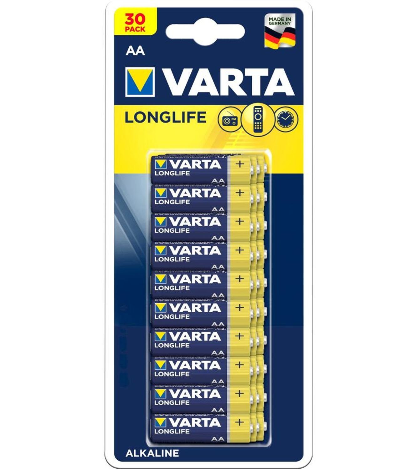 VARTA 12x 30er-Packung Longlife Alkaline-Batterien LR6 AA 1,5V Großpackung  3 Batterie, (360 St)
