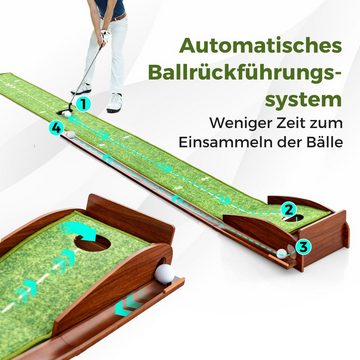 COSTWAY Puttingmatte Golfmatte, Auto Rückkehr, mit 3 Golfbällen