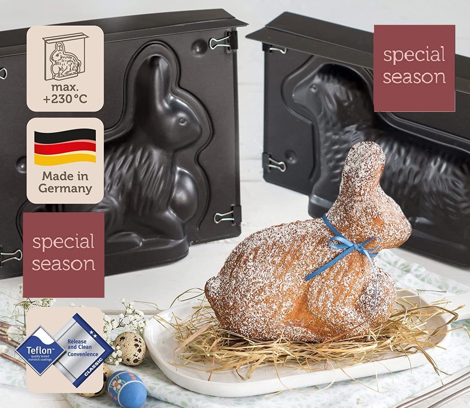 Zenker Backform Vollbackform Motiv Backform Ostern 3D Lamm Osterlamm und Hase