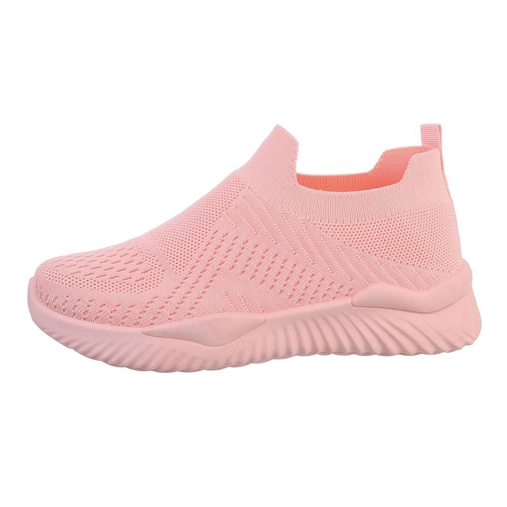 Ital-Design Damen Low-Top Freizeit Sneaker Flach Sneakers Low in Rosa