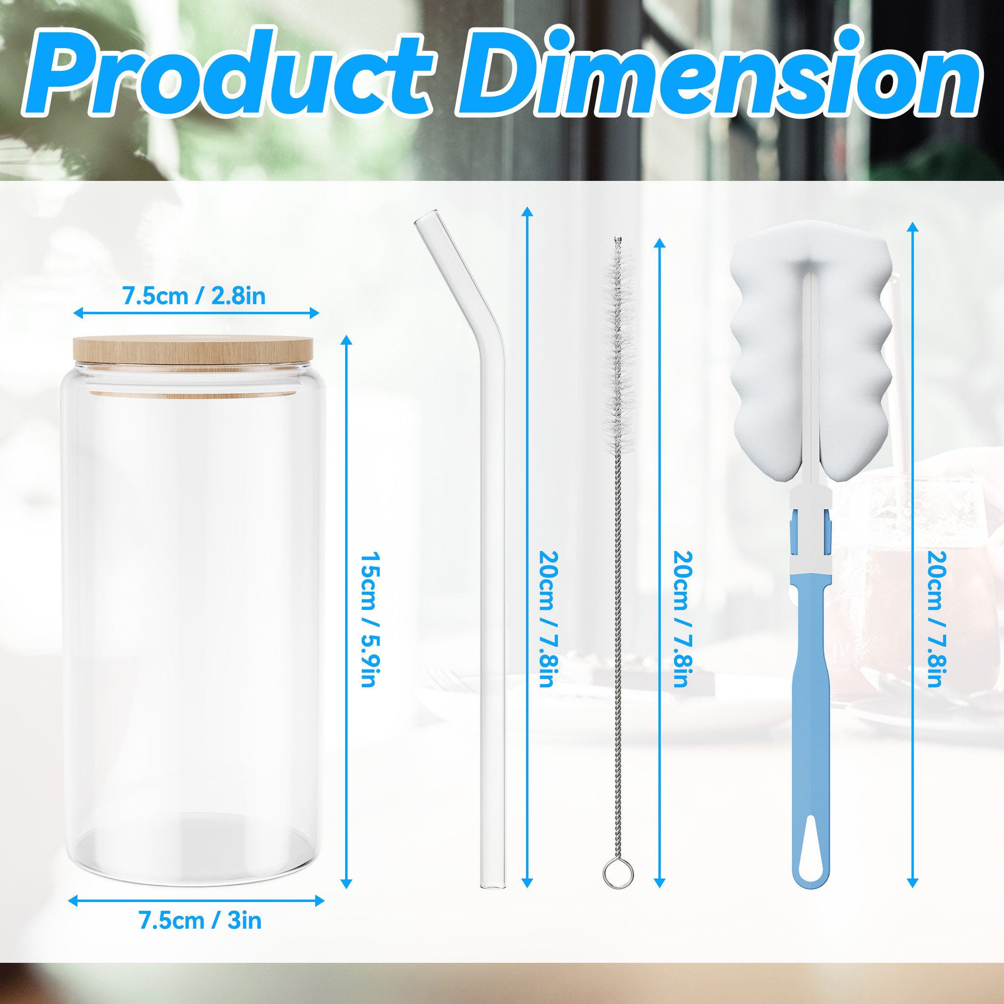 FIVMEN Cocktailglas Gläser Trinkgläser mit Deckel Stroh 550ML Cocktailgläse Wassergläser, 2-tlg., für Smoothie, Latte, Macchiato, Whiskey Familie, Camping, Party, Bar
