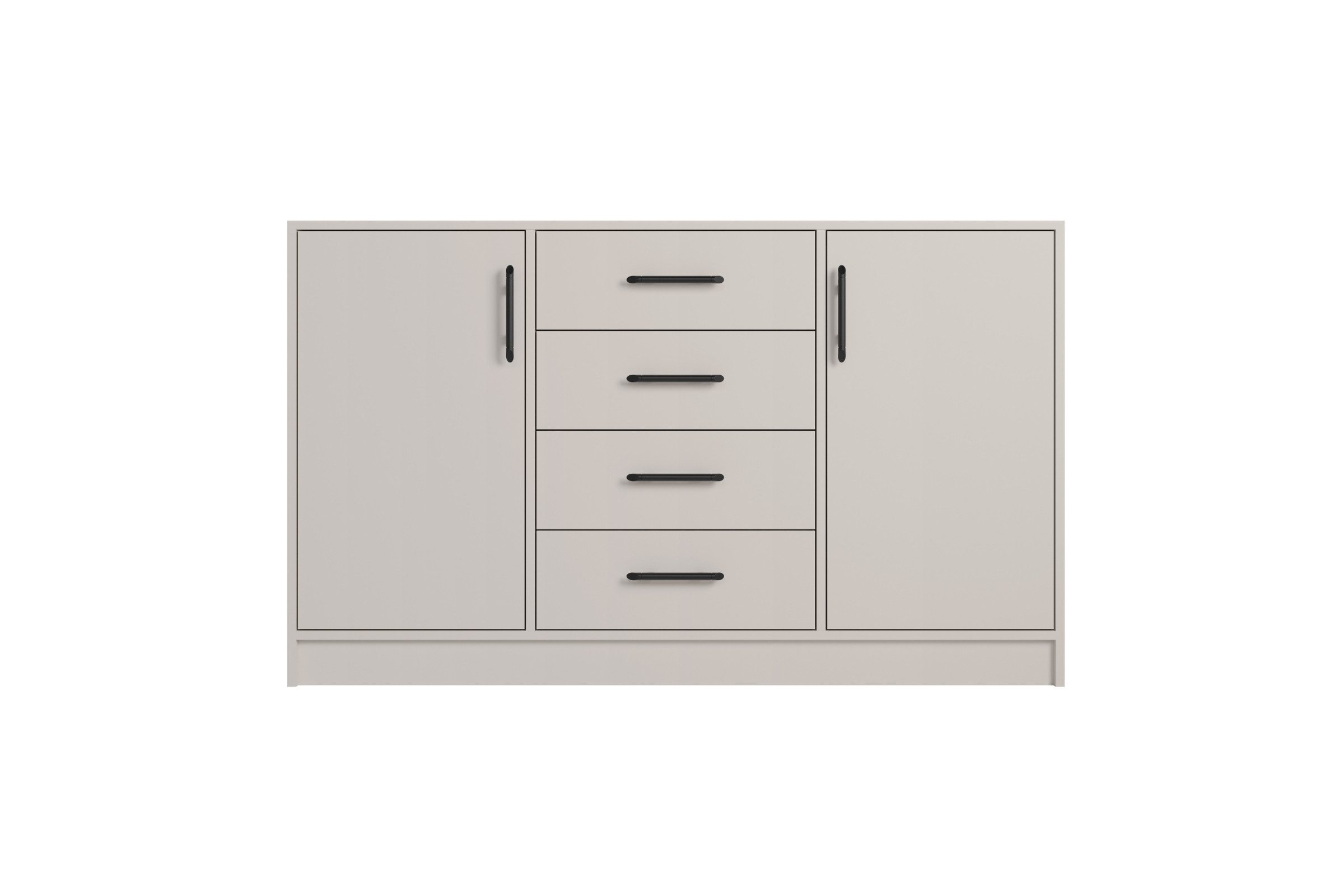 Deine Möbel 24 Kommode SAM SRK1 Sideboard mit 4 Schubladen und Fächern, Farbe Cashmere (Set, 6 St., mit Stauraum), Kommode 140 cm breit für Schlafzimmer Flur Garderobe