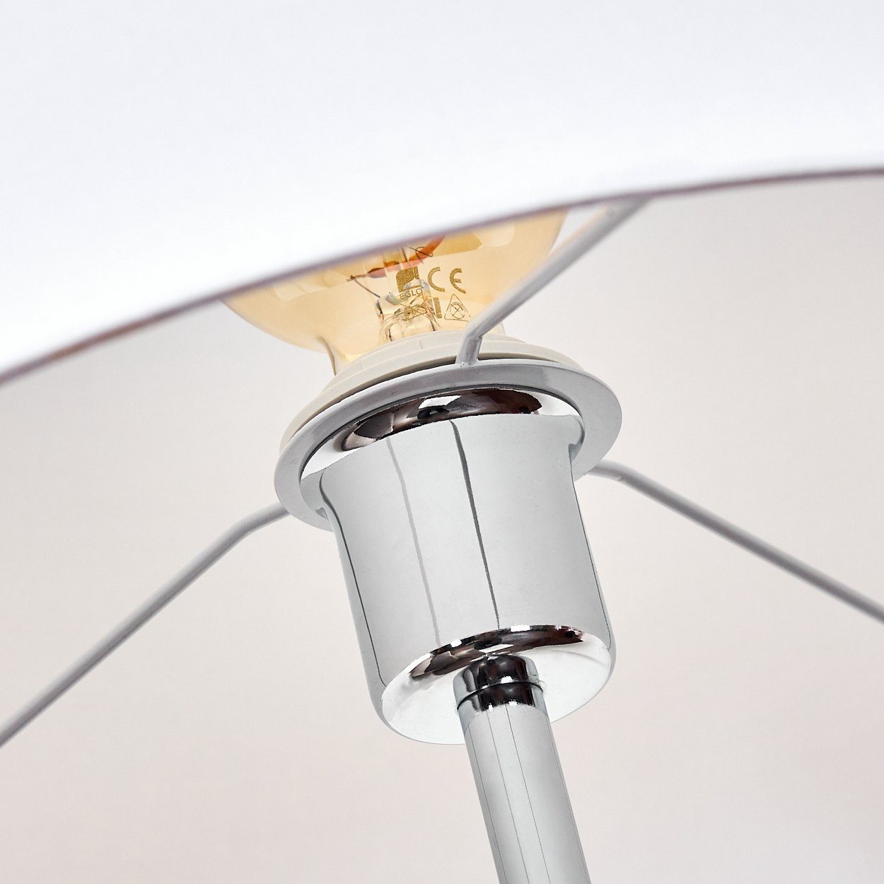 Stehleuchte Stoffschirm mit Stehlampe in moderne ohne weiß, Standlampe aus hofstein »Orchi« schwarz-chrom, Leuchtmittel, in Bodenlampe runde Metall 1xE27