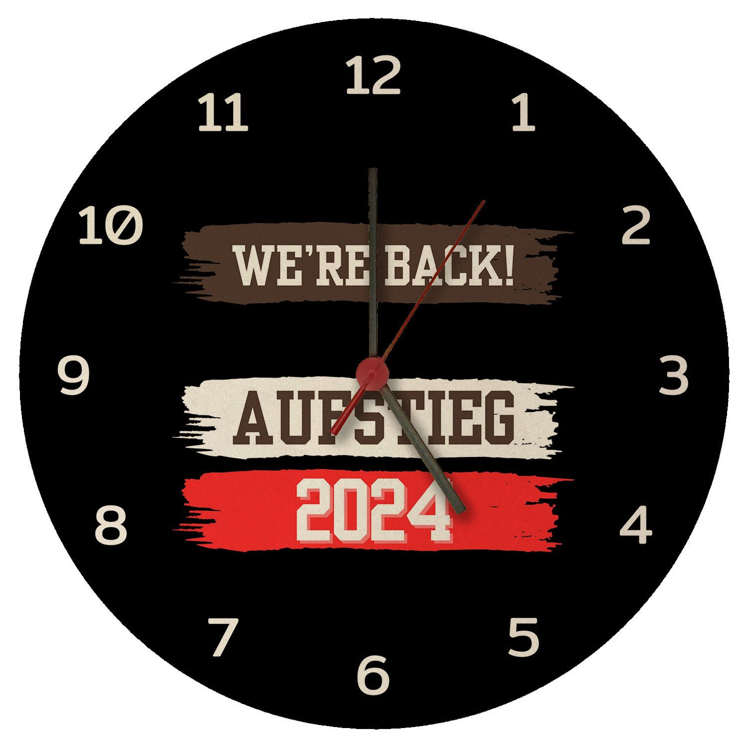 Wanduhr St. Pauli Aufstieg 2024 Wanduhr aus MDF mit Spruch We're back