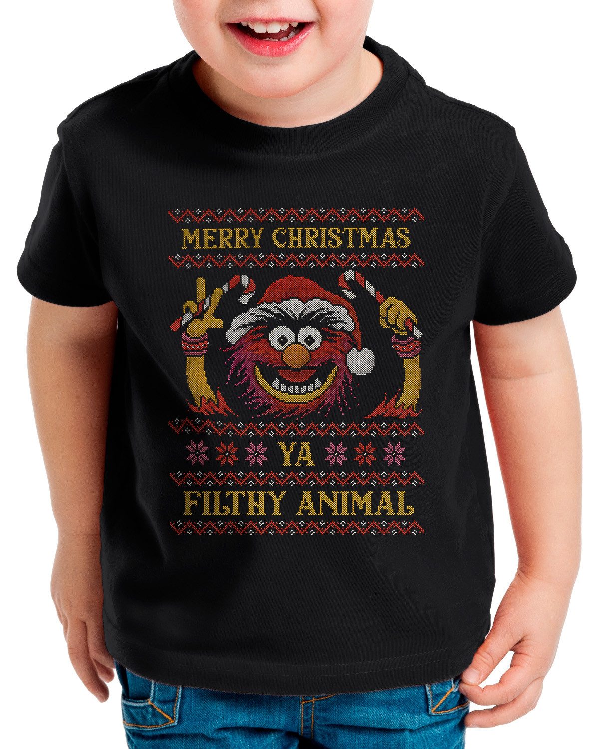 style3 T-Shirt Krümelmonster kekse sesamstraße plätzchen backen weihnachten pullover