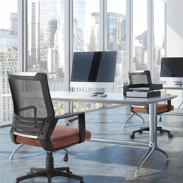 Yaheetech Drehstuhl, mit Armlehnen, Office Chair mit Wippfunktion, höhenverstellbar