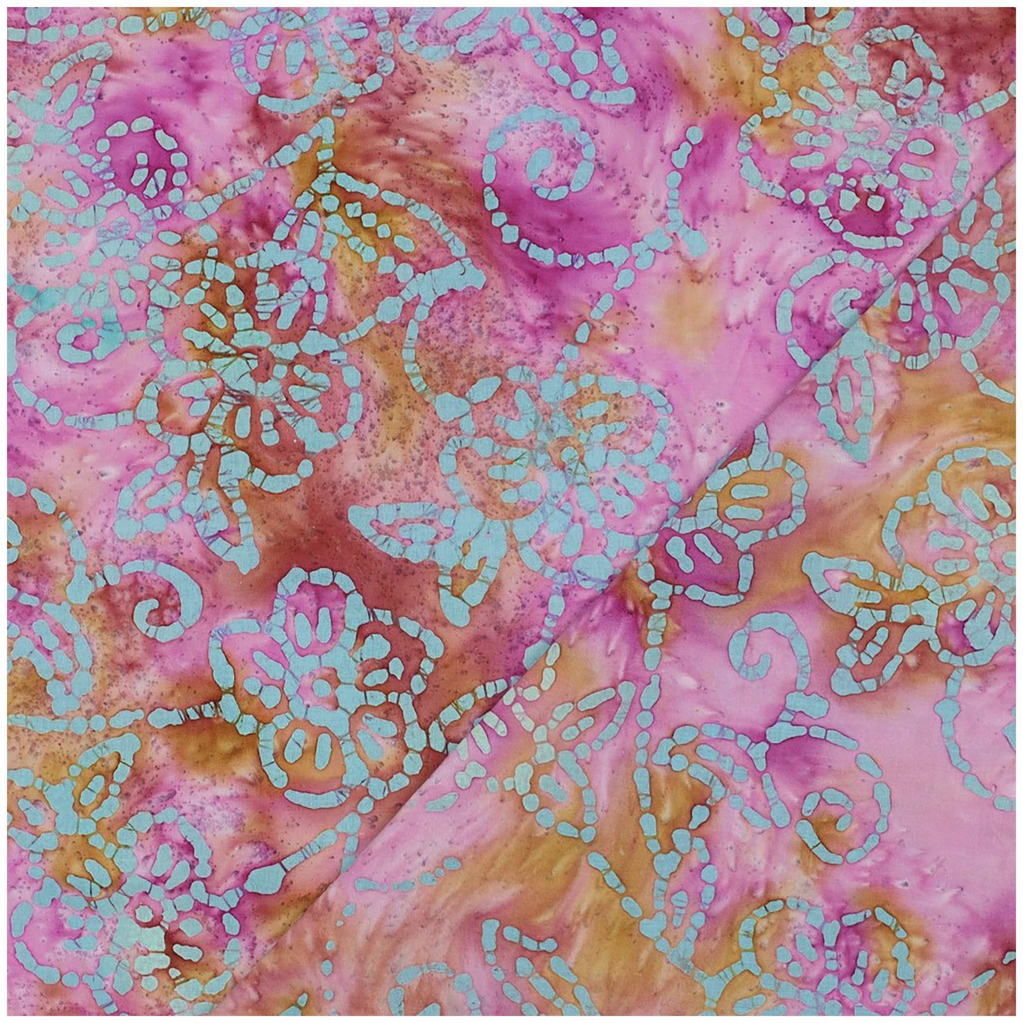 maDDma Stoff Baumwollstoff Blumen-Batik ab 0,5x1,37m Sommerstoff Meterware, rosa