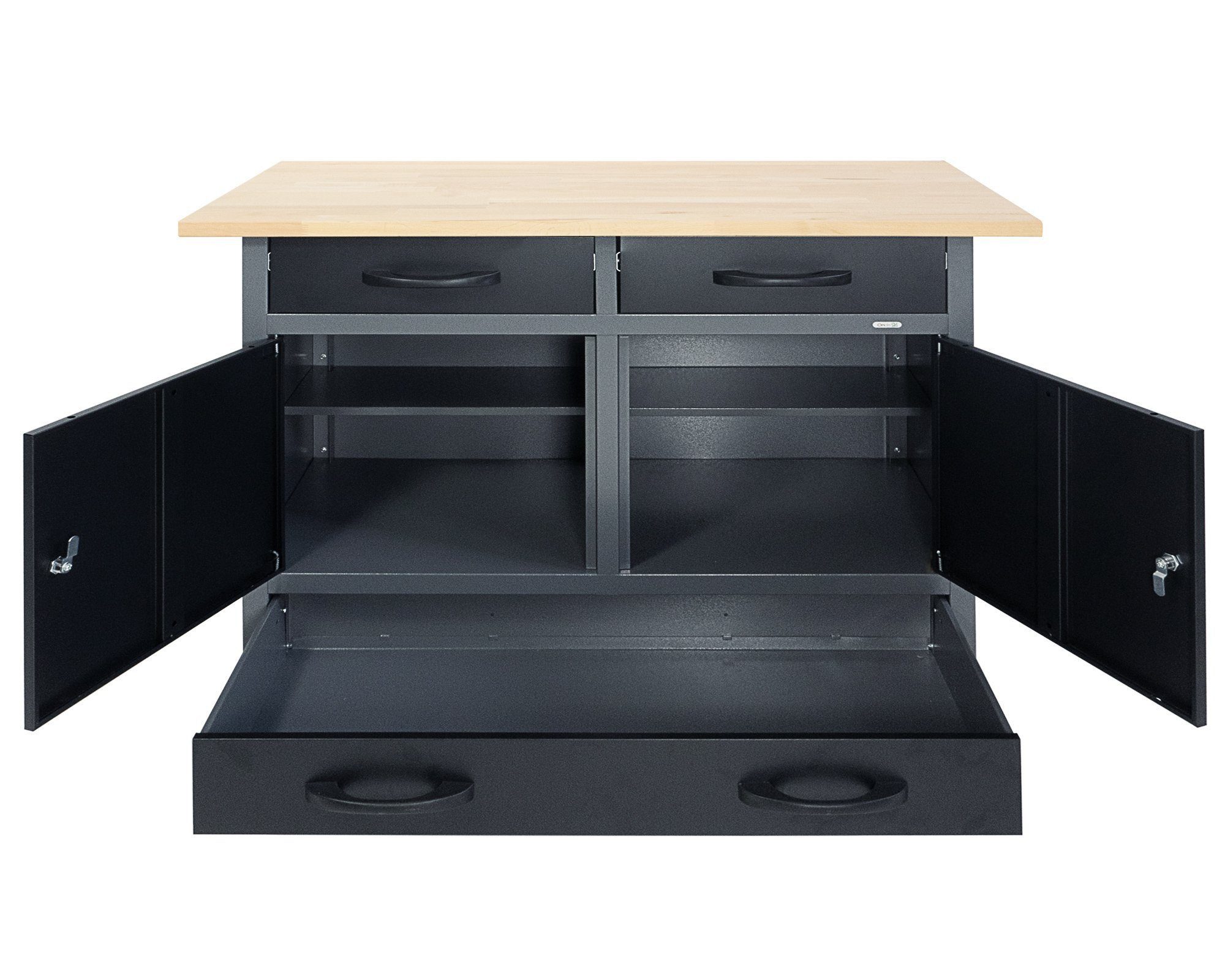ONDIS24 Werkstatt-Set Werner Plus 120 cm, 3-teilig Werkbank Werzeugschrank Arbeitshöhe 95 cm