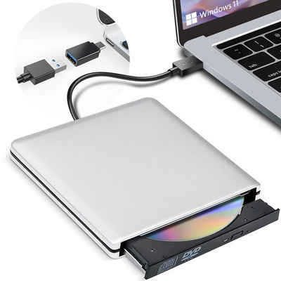 Cbei DVD-Laufwerk 3D, Blu-Ray CD DVD Leser Slim Optisches Tragbares Diskettenlaufwerk (USB 2.0, USB 3.0, DVD 8x/CD 24x, Kompatibel mit Win7/8/10, Window2003/XP/Vista, Mac10 OS, Linux usw)