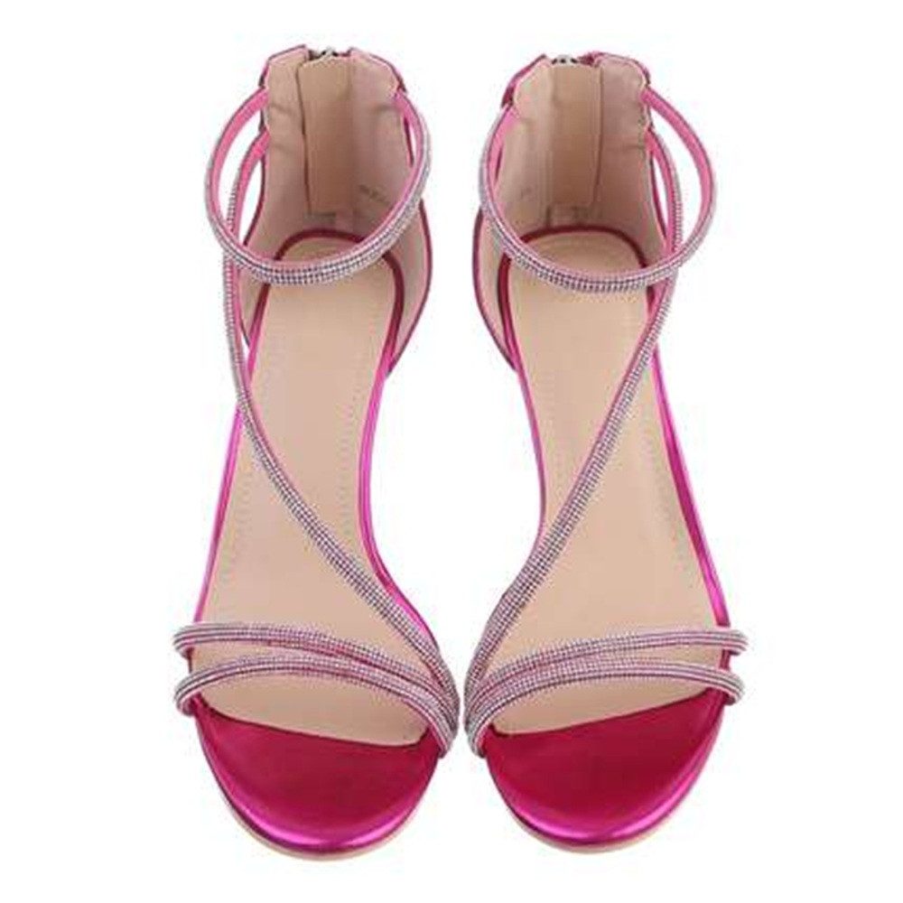 Koucla Metallic Flieder Pink Strass besetzte Riemchen Stiletto Sandalette High-Heel-Sandalette bling bling red carpet Look