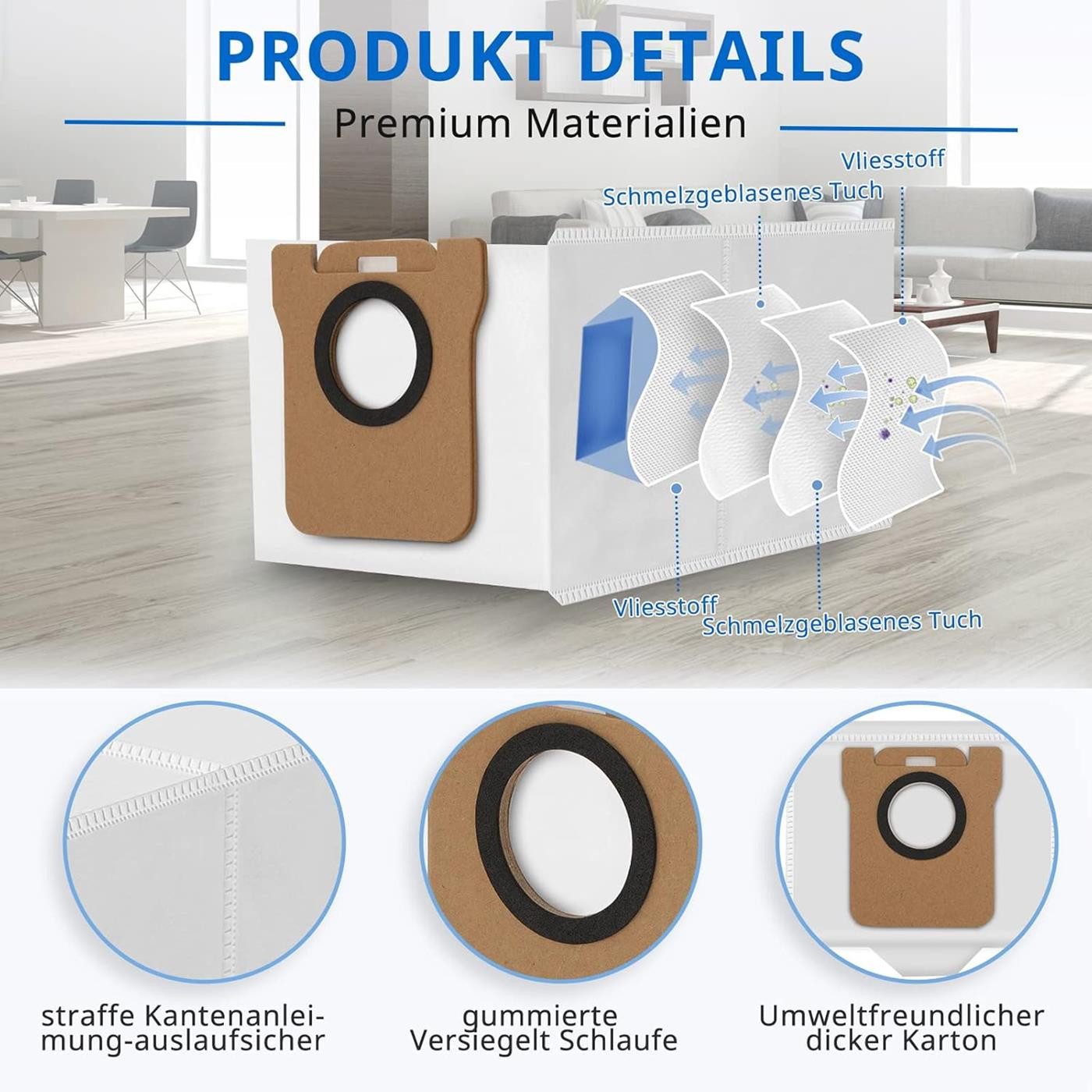 VERCO Staubsaugerbeutel Staubbeutel für Dreame D10 Plus, passend für Für Dreame, 5 St., Ersatz Staub Beutel für die Absaug Basis Station